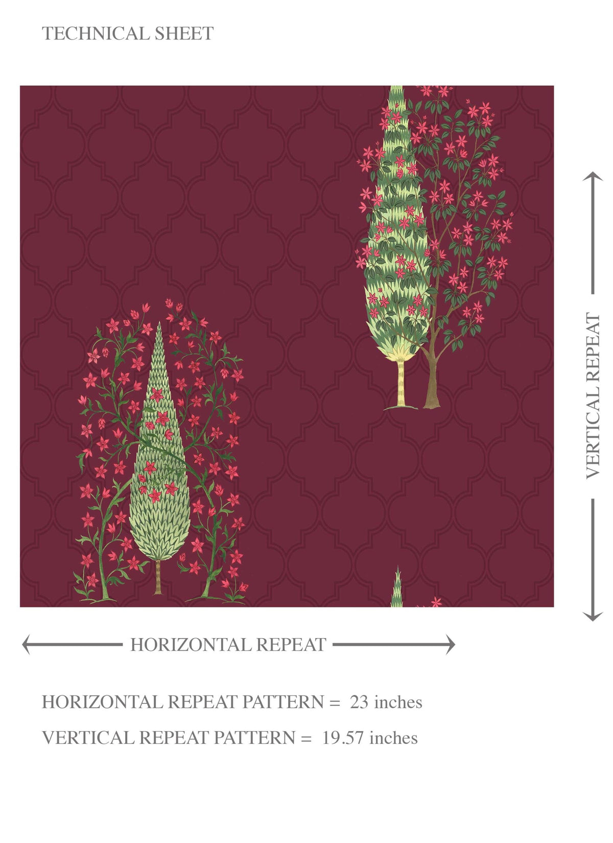 Botanical/ Floral Print Kids Room Wallpaper (Maroon/ Red/ Pink/ Green)