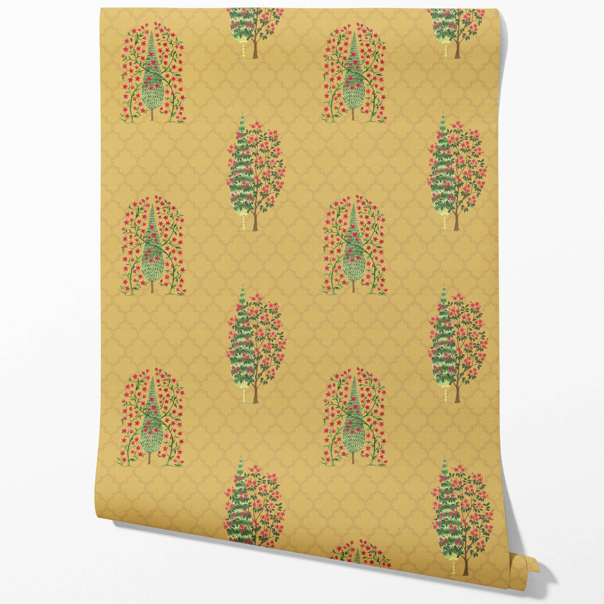 Botanical/ Floral Print Kitchen Wallpaper (Yellow/ Pink/ Green)