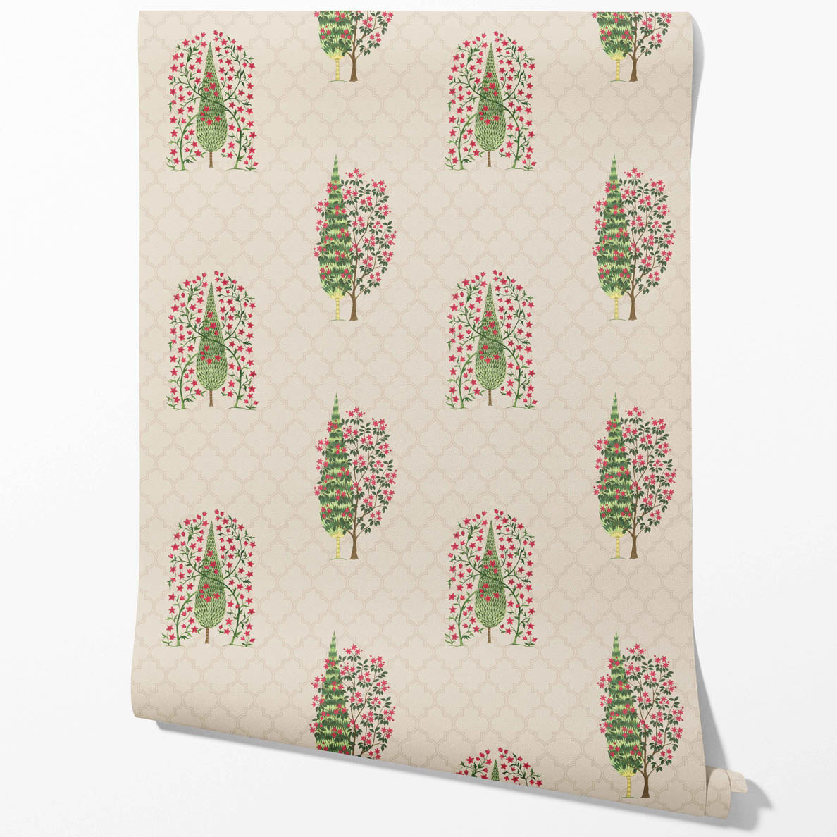 Botanical/ Floral Print Kitchen Wallpaper (Beige/ Pink/ Green)