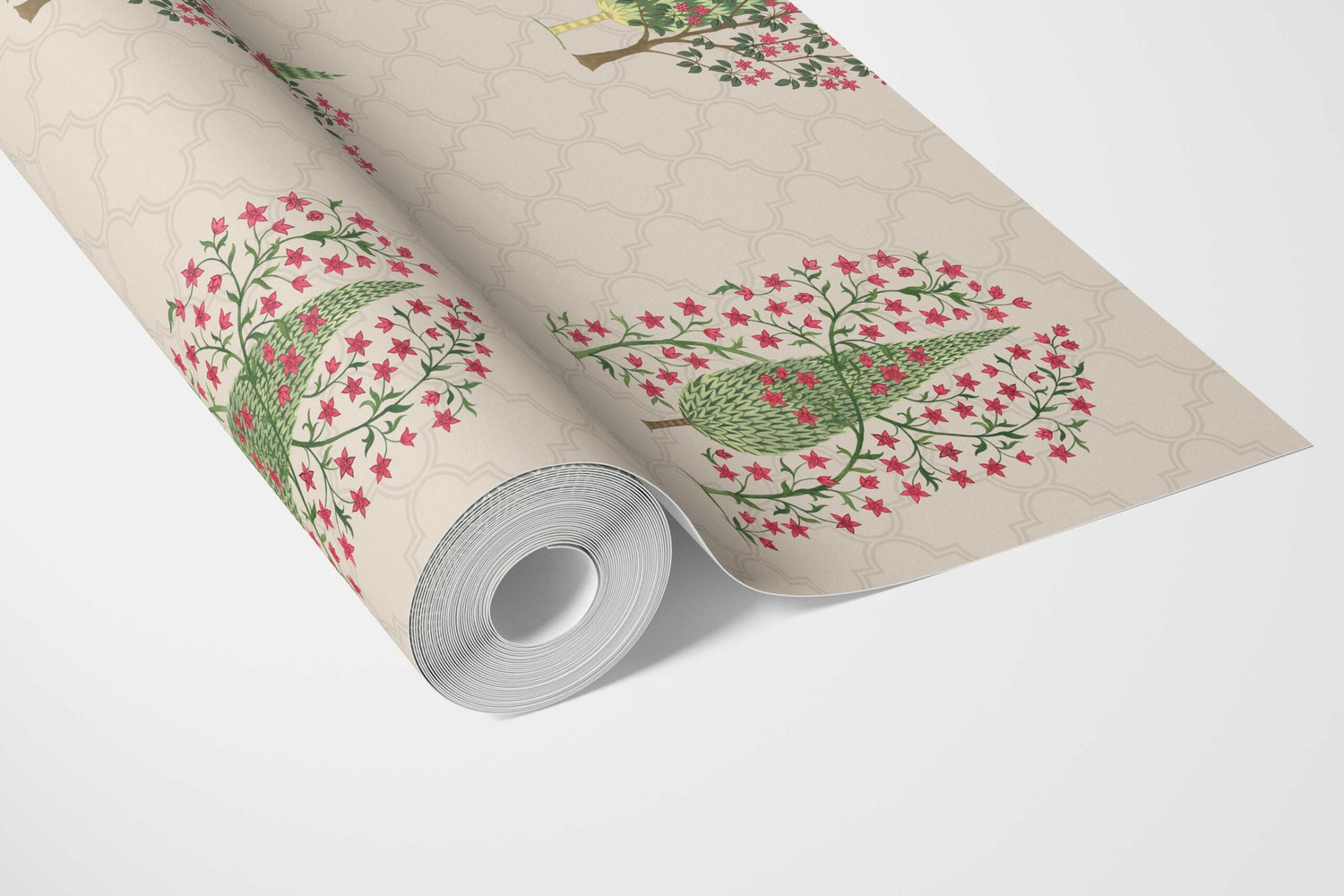 Botanical/ Floral Print Bathroom Wallpaper (Beige/ Pink/ Green)