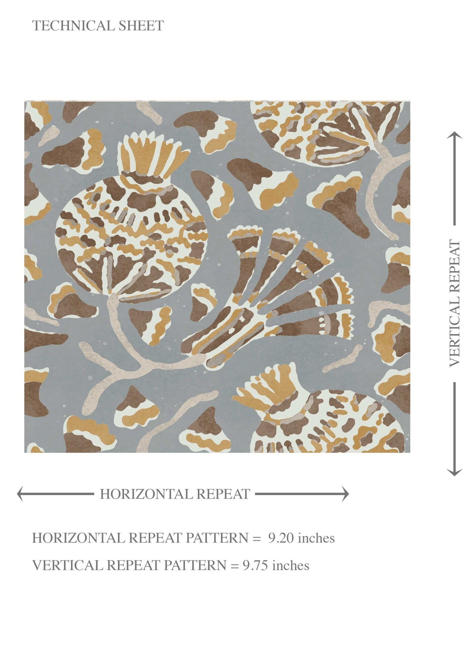 Modern Floral/ Botanical Kids Room Wallpaper (Blue-Gray/ Brown/ Gold/ Beige)