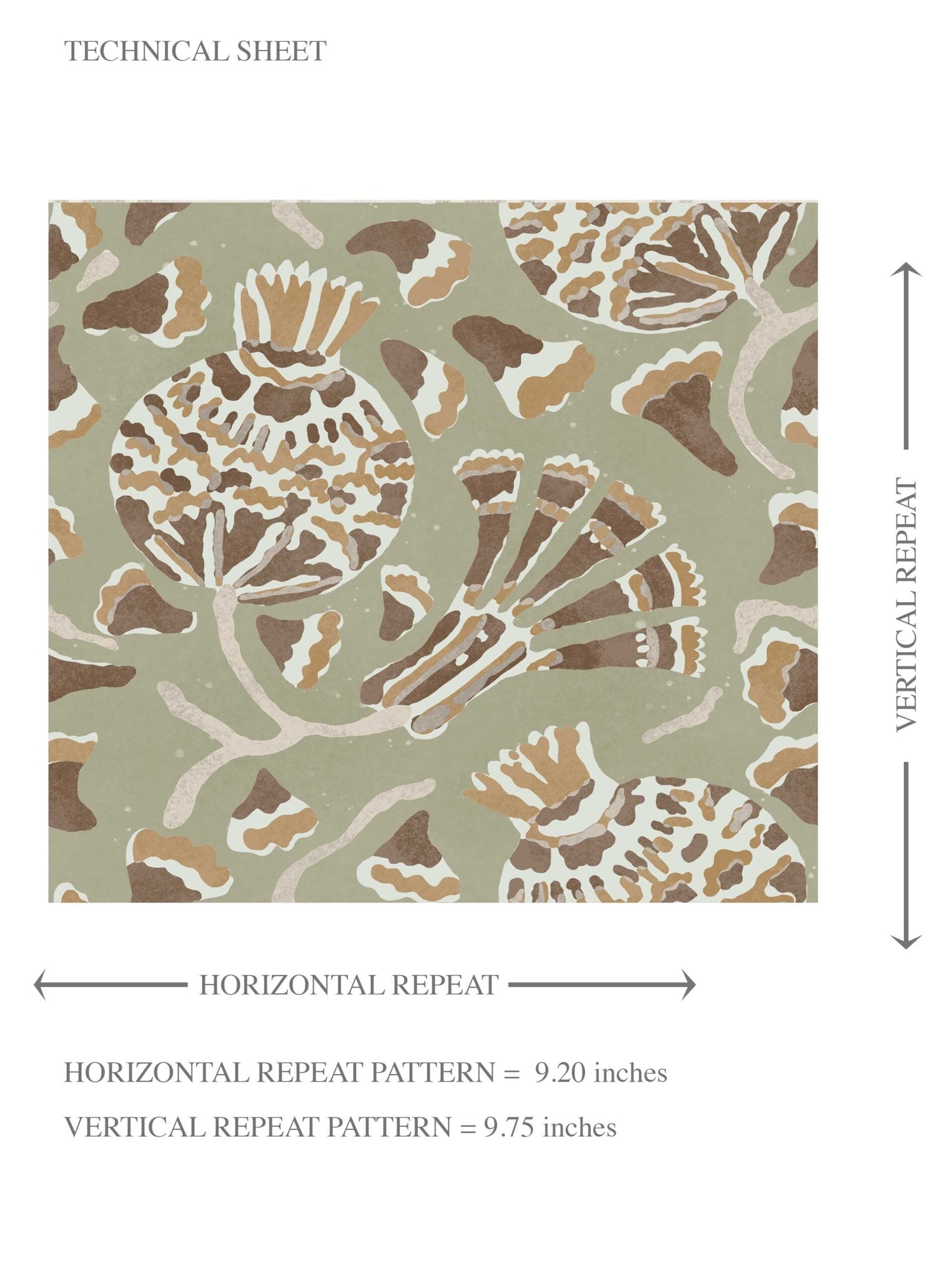 Modern Floral/ Botanical Kids Room Wallpaper (Olive Green/ Brown/ Gold/ Beige)