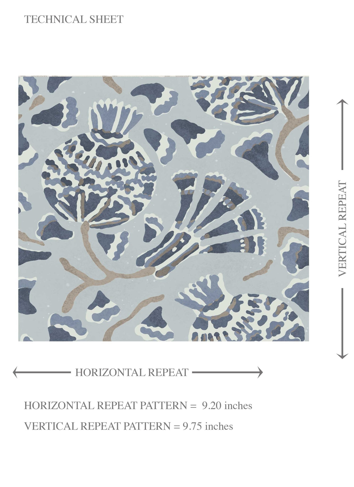 Modern Floral/ Botanical Kids Room Wallpaper (Slate Blue/ Gray)