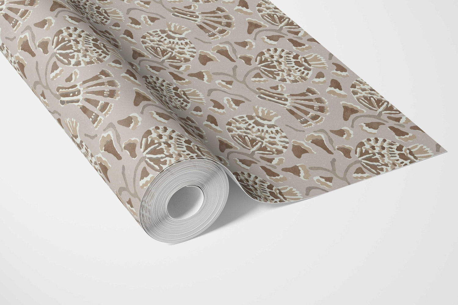 Neutral Modern Floral/ Botanical Bathroom Wallpaper (Taupe/ Brown/ Greige)