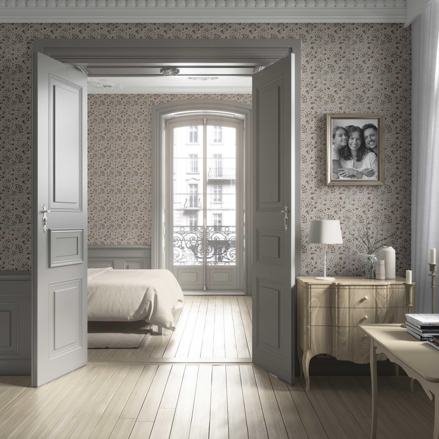 Neutral Modern Floral/ Botanical Living Room Wallpaper (Taupe/ Brown/ Greige)