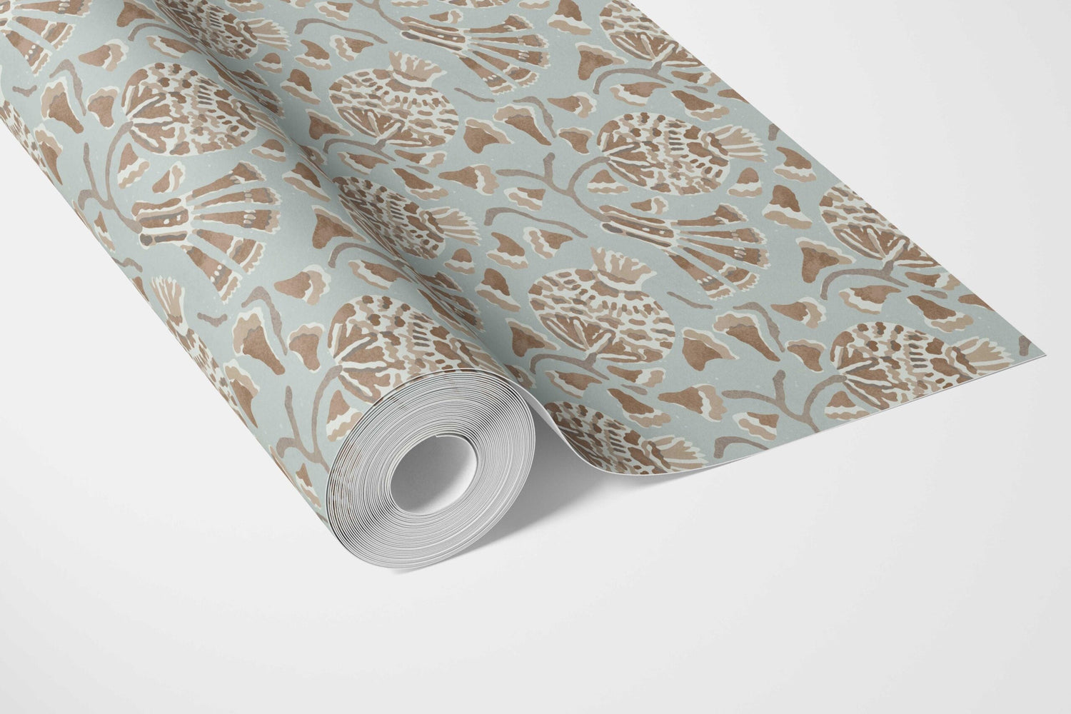 Modern Floral/ Botanical Bathroom Wallpaper (Blue/ Brown/ Beige)