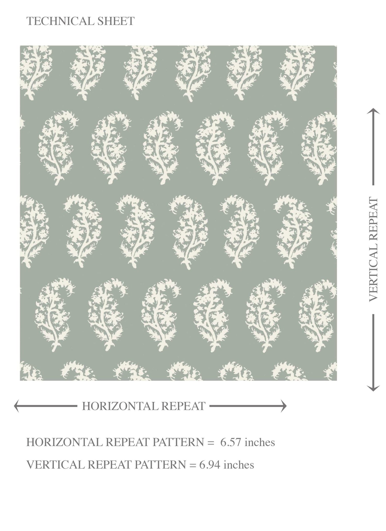 Small Paisley Floral Patterned Print Kids Room Wallpaper (Green/ White)