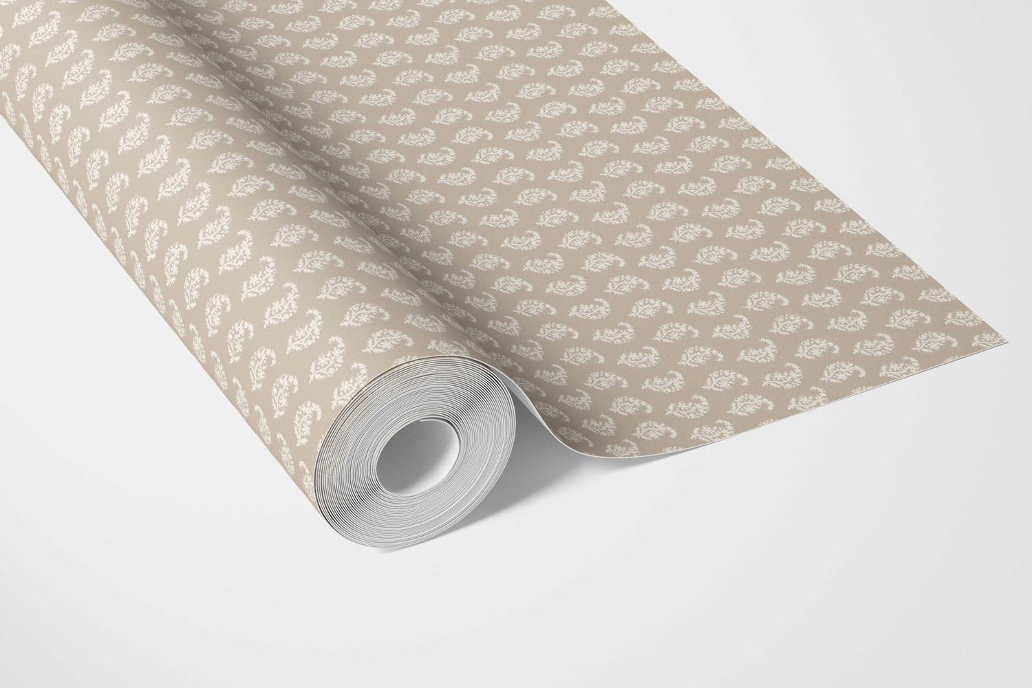 Neutral Small Paisley Floral Patterned Print Kitchen Wallpaper (Beige/ White)
