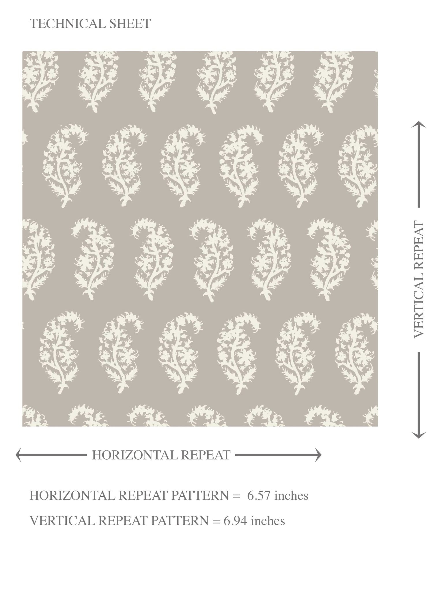 Neutral Small Paisley Floral Patterned Print Kids Room Wallpaper (Taupe Gray/ White)