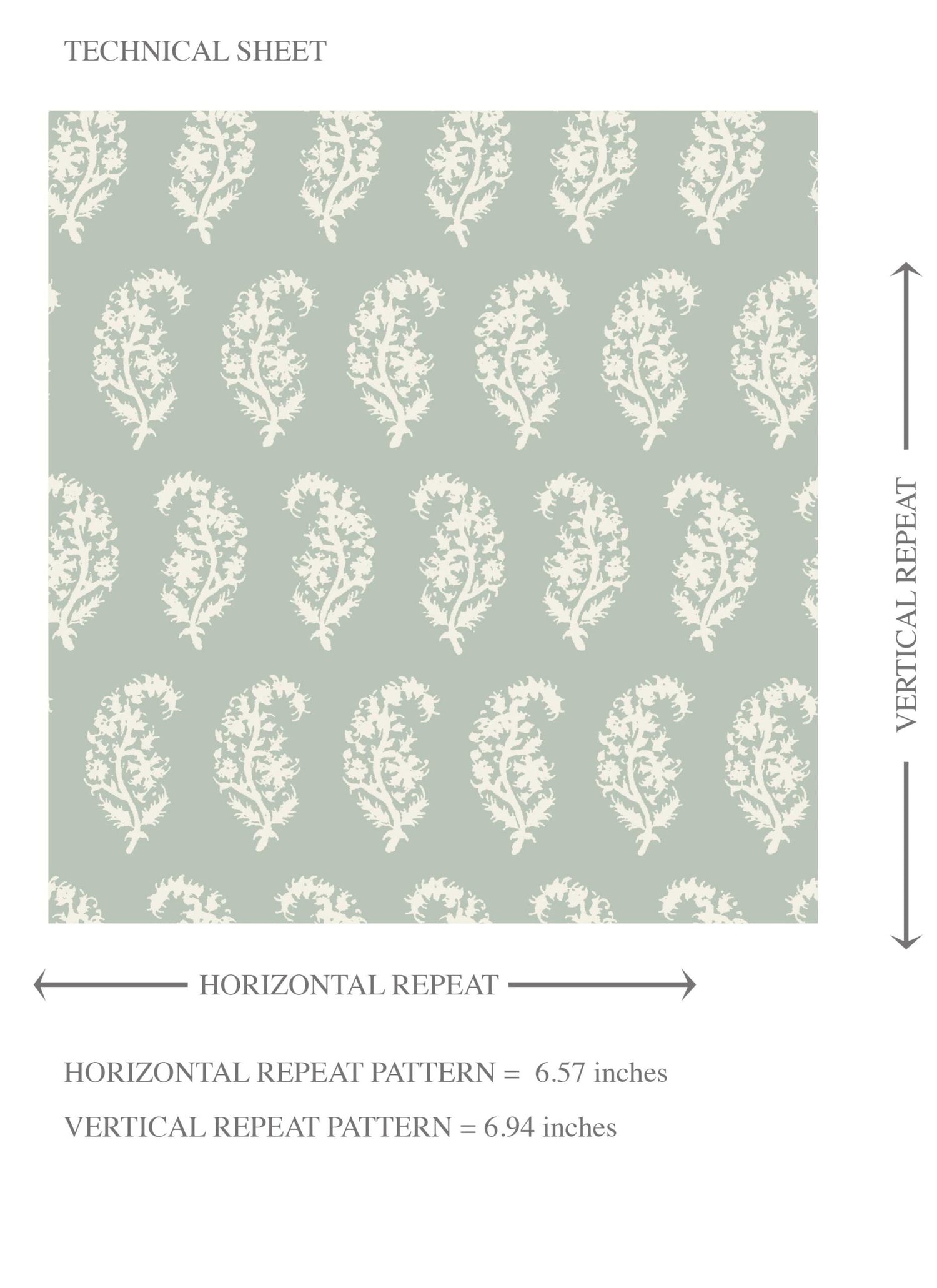 Small Paisley Floral Patterned Print Kids Room Wallpaper (Green/ White)