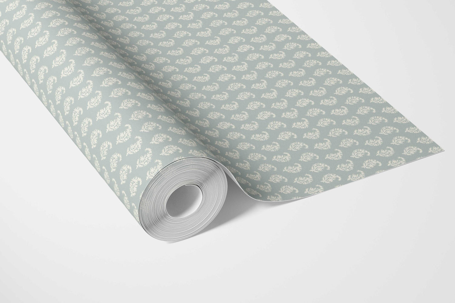 Small Paisley Floral Patterned Print Kitchen Wallpaper (Blue/ White)