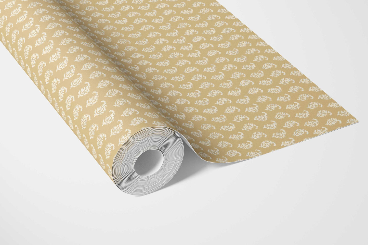 Small Paisley Floral Patterned Print Kitchen Wallpaper (Yellow/ White )