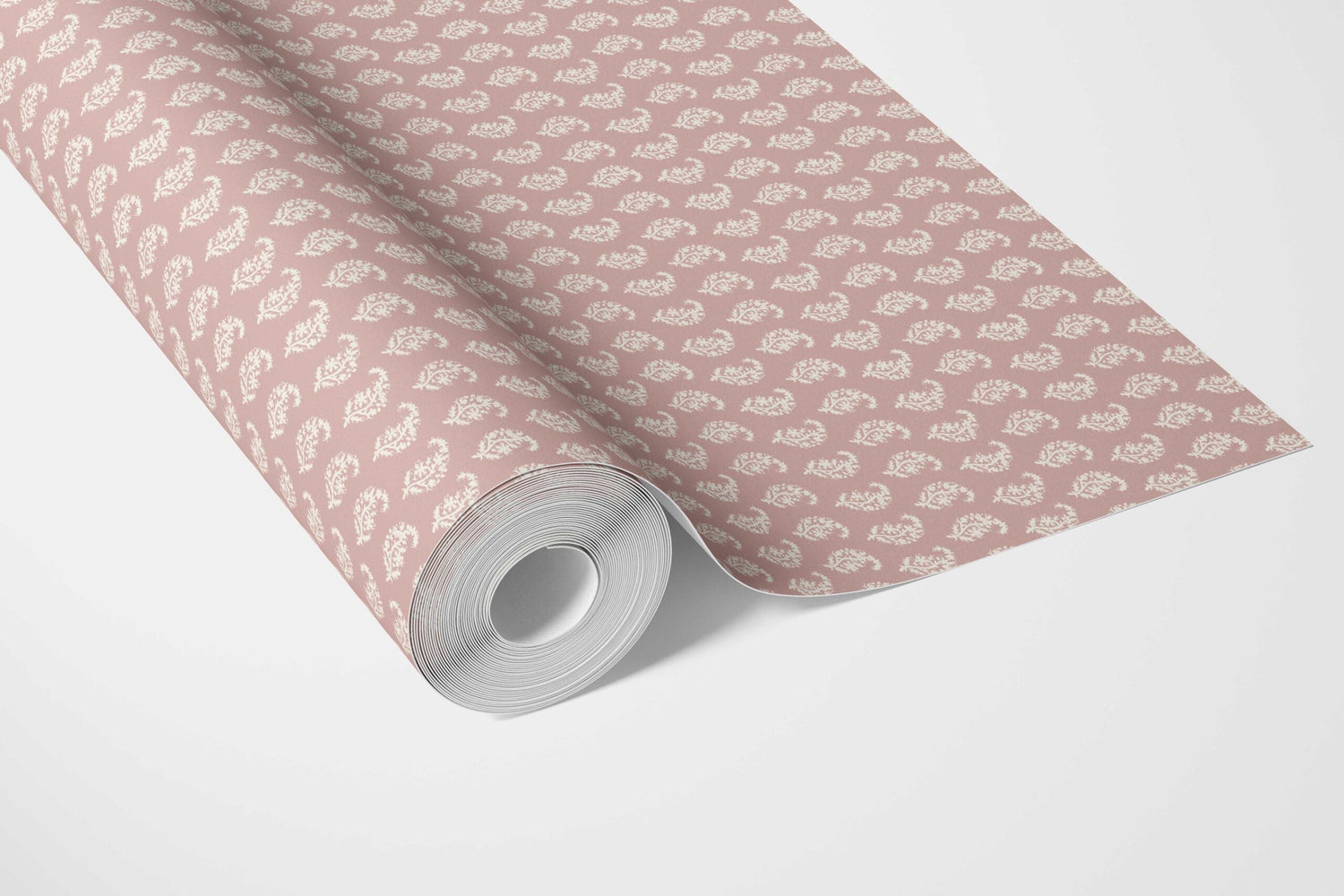 Small Paisley Floral Patterned Print Kitchen Wallpaper (Pink/ White)