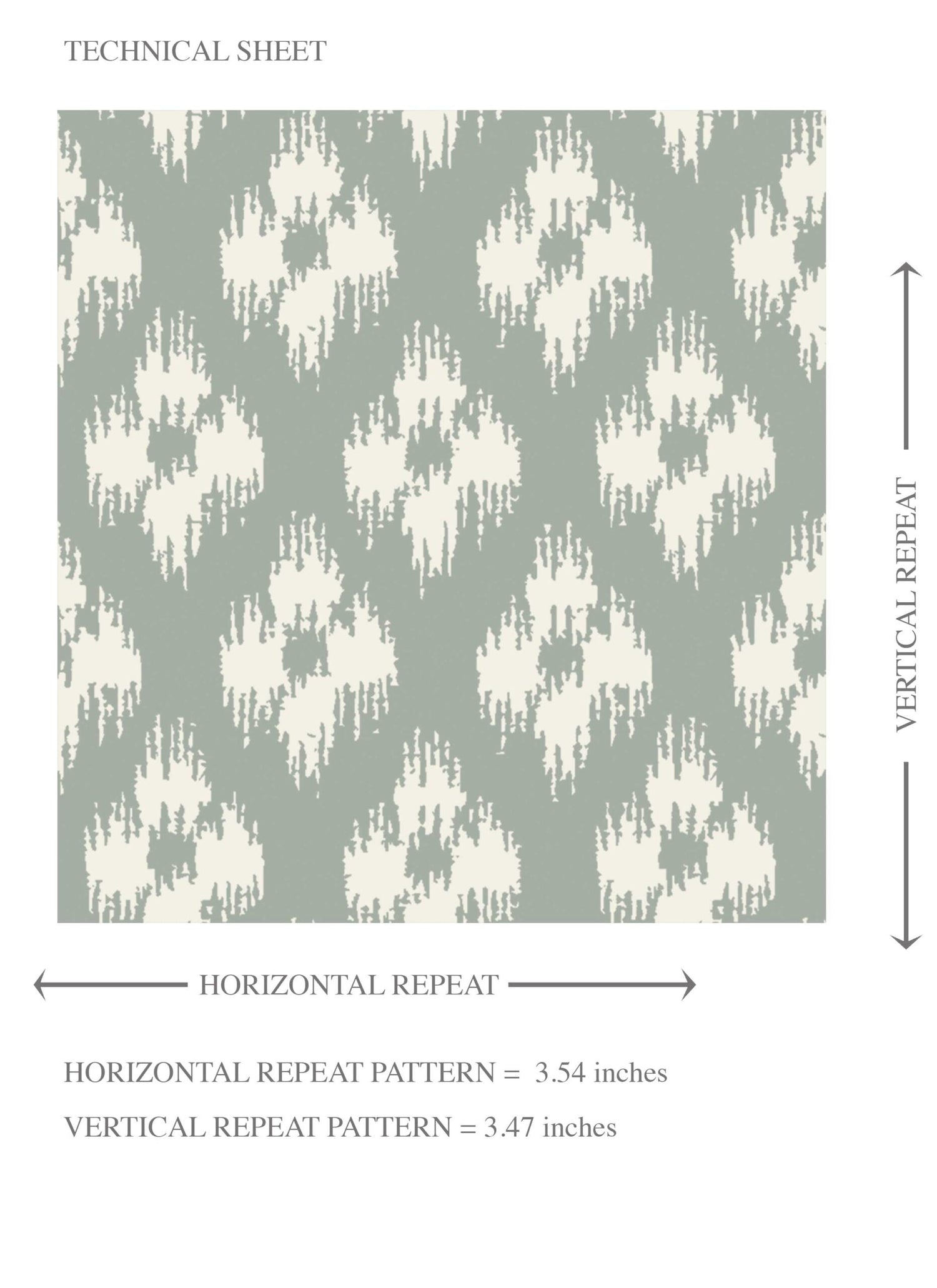 Small Geometric Ikat-Style Floral Block Print Kids Room Wallpaper (Green/ White)
