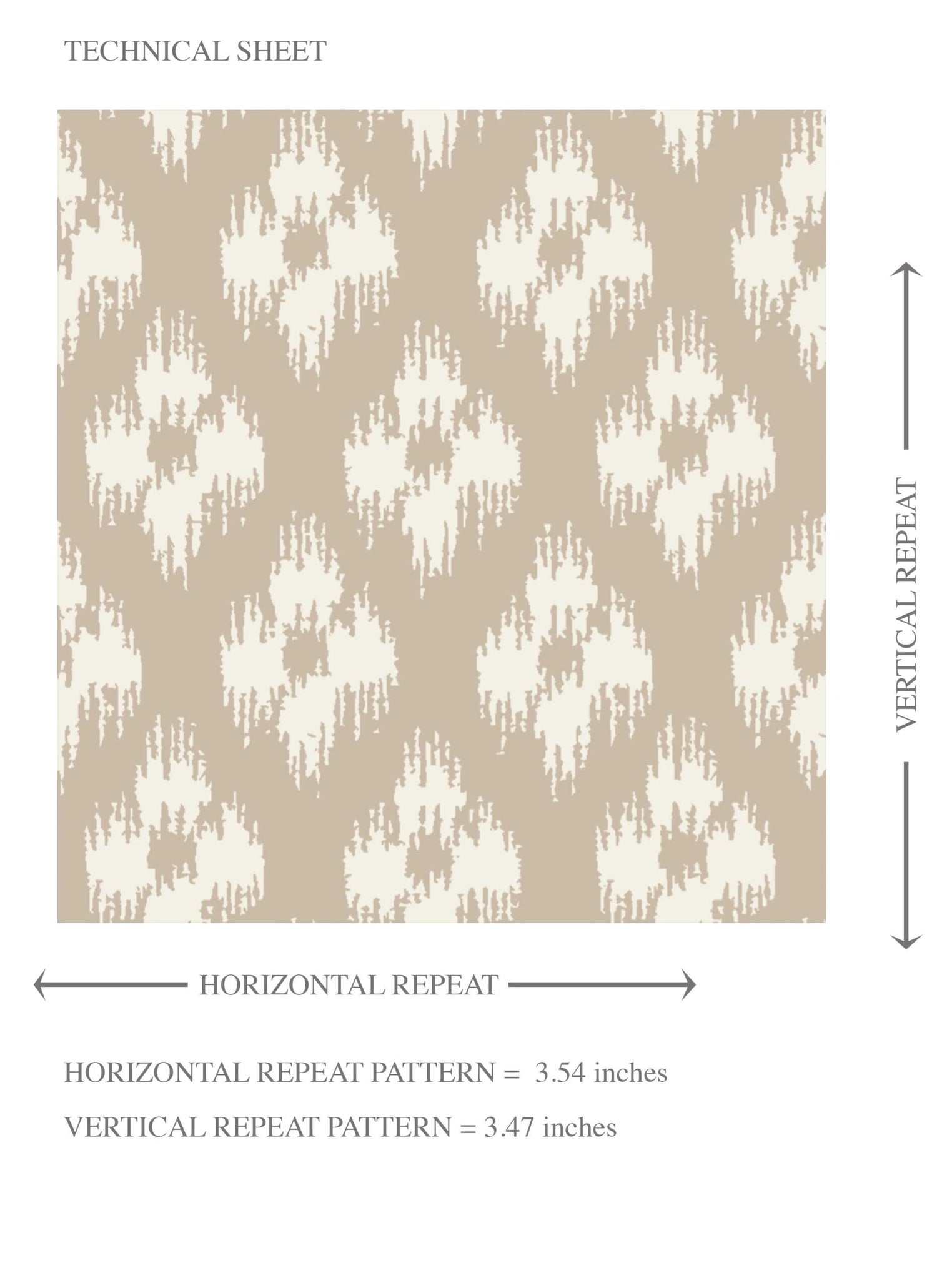 Neutral Small Geometric Ikat-Style Floral Block Print Kids Room Wallpaper (Beige/ Brown/ Cream)