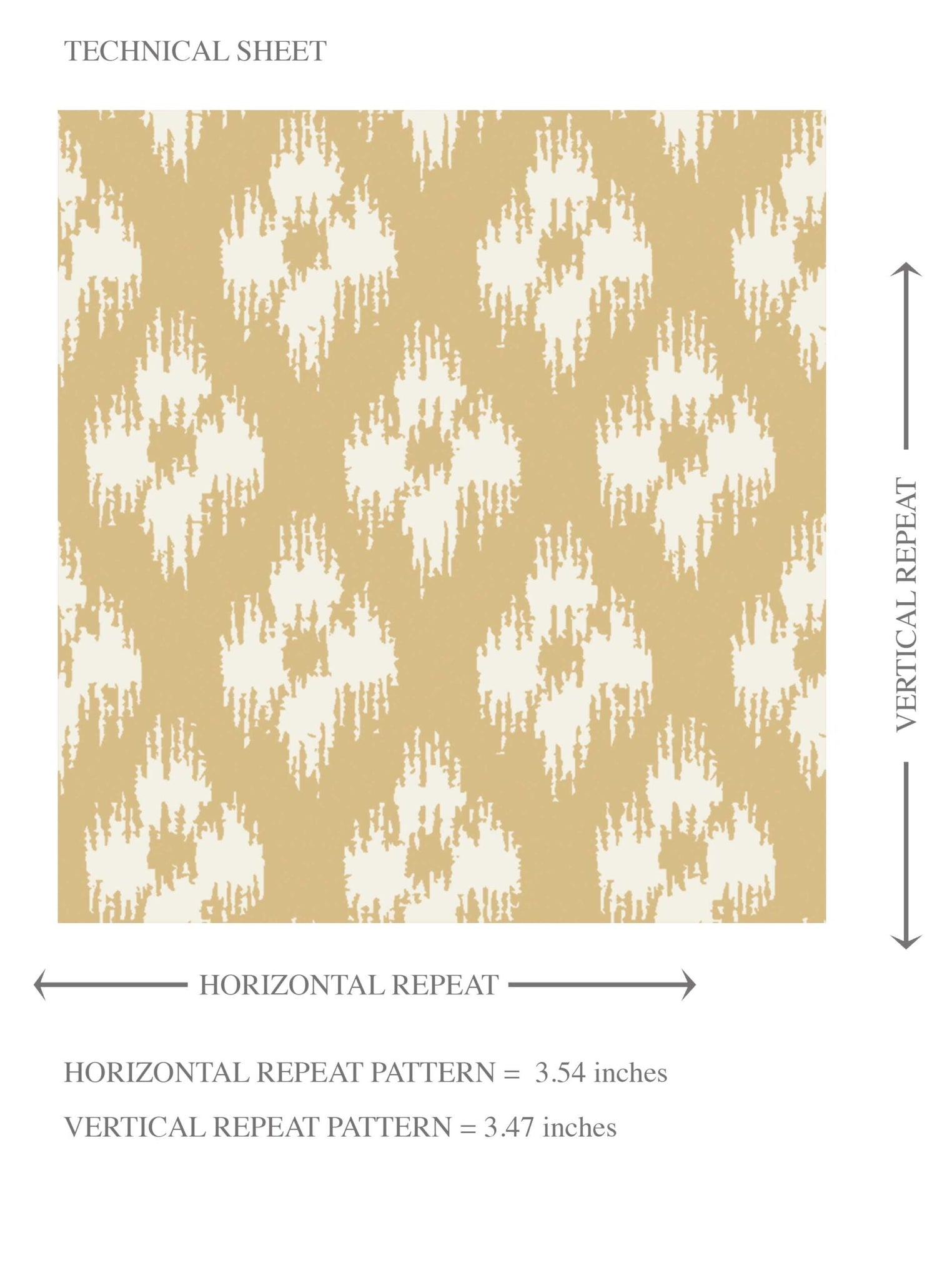 Small Geometric Ikat-Style Floral Block Print Kids Room Wallpaper (Yellow/ White)