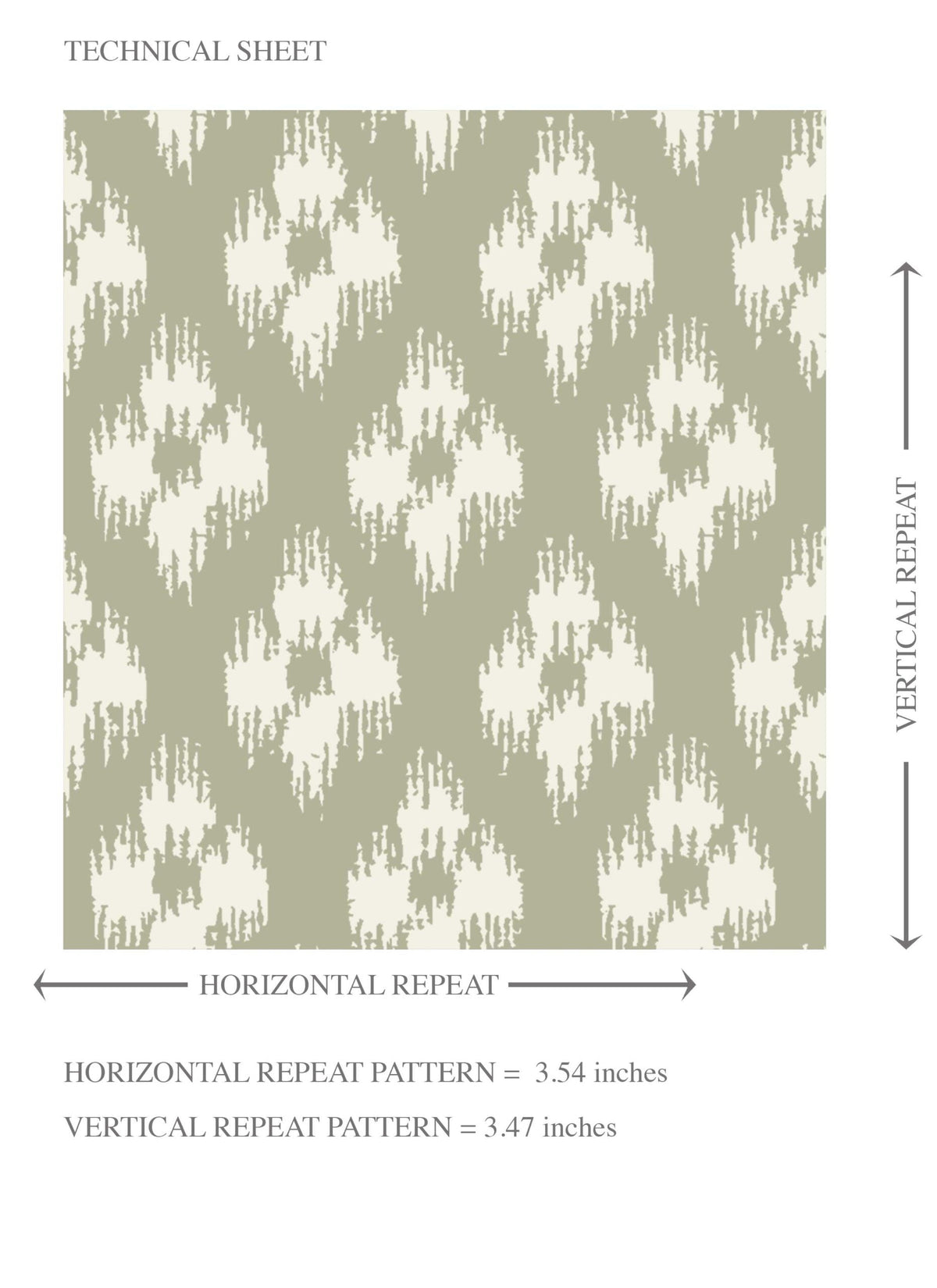 Small Geometric Ikat-Style Floral Block Print Kids Room Wallpaper (Green/ White)