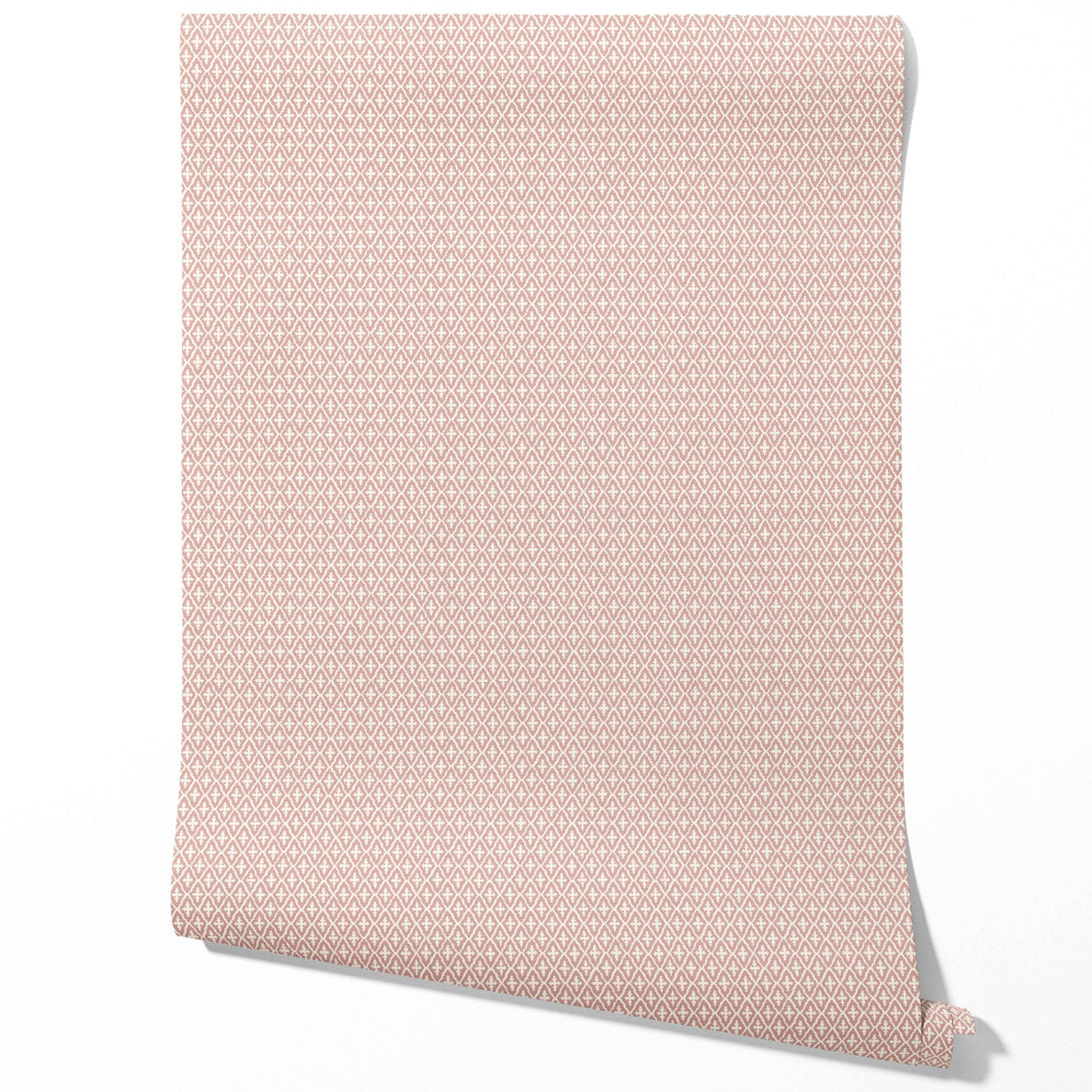 Geometric Diamond Lattice Kitchen Wallpaper (Dusty Rose Pink/ White)