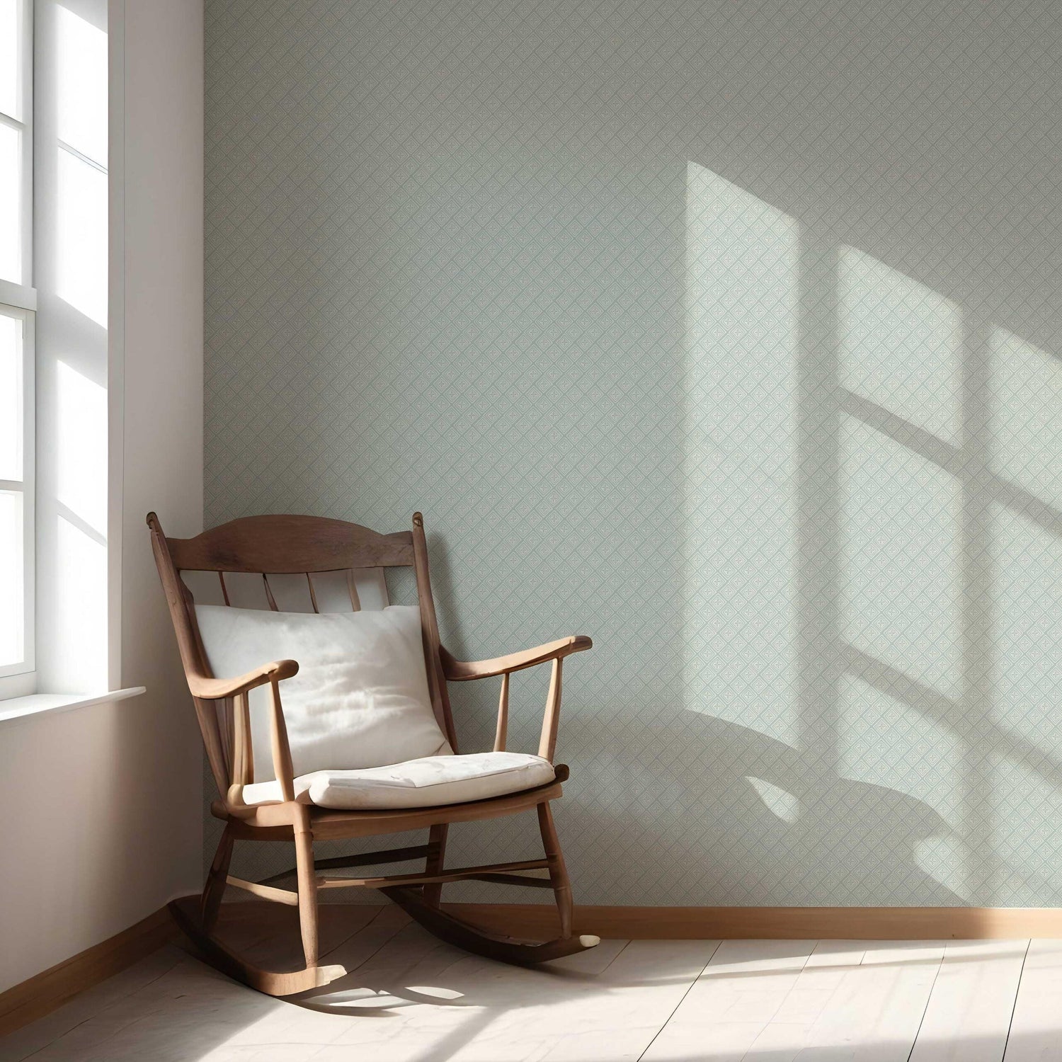 Small Diamond Lattice/ Textured Check Nursery Wallpaper (Blue/ White)