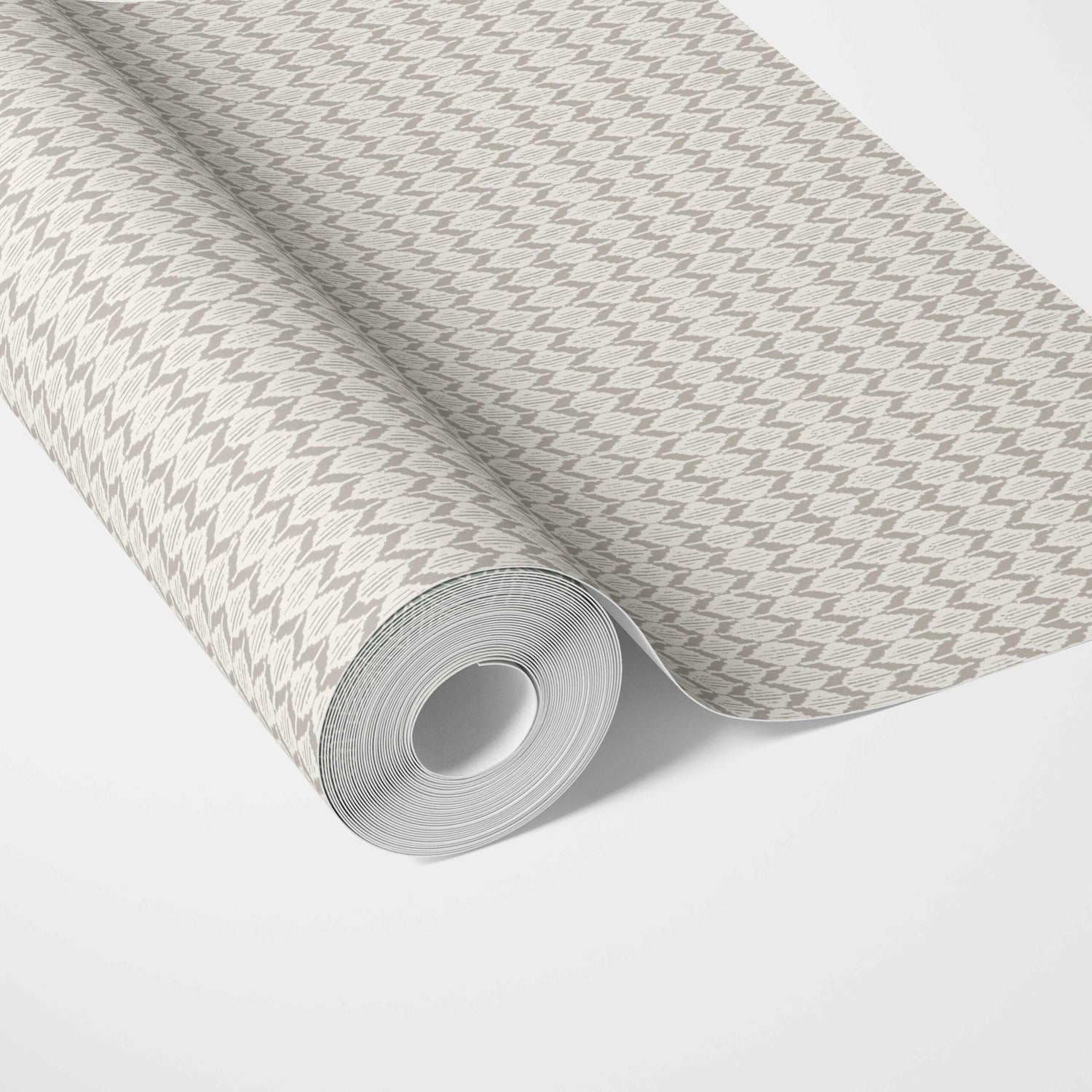 Neutral Ikat Striped Traditional Wallpaper (Gray/ Greige/ White)
