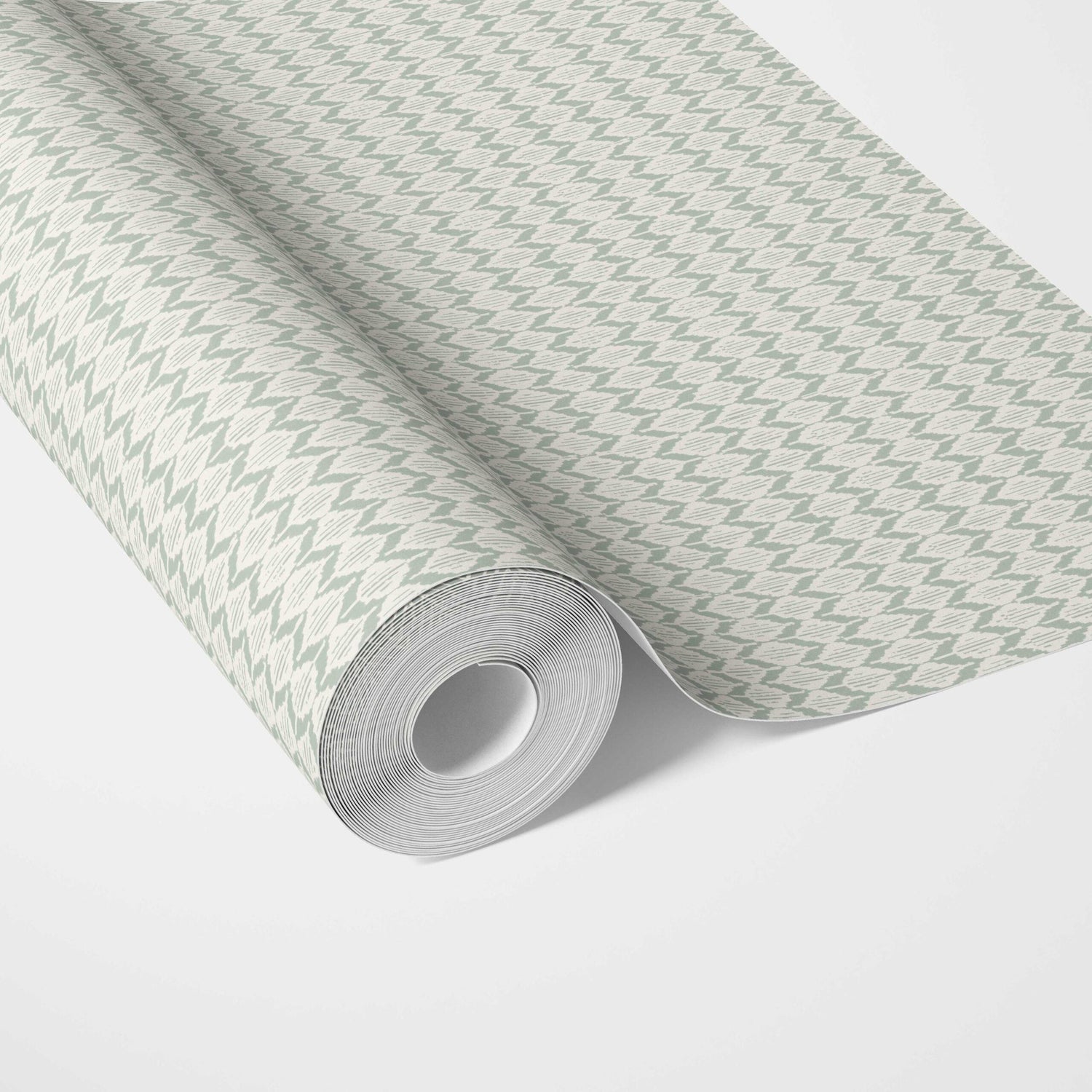 Geometric Ikat Striped Traditional Wallpaper (Duck Egg Blue/ White)