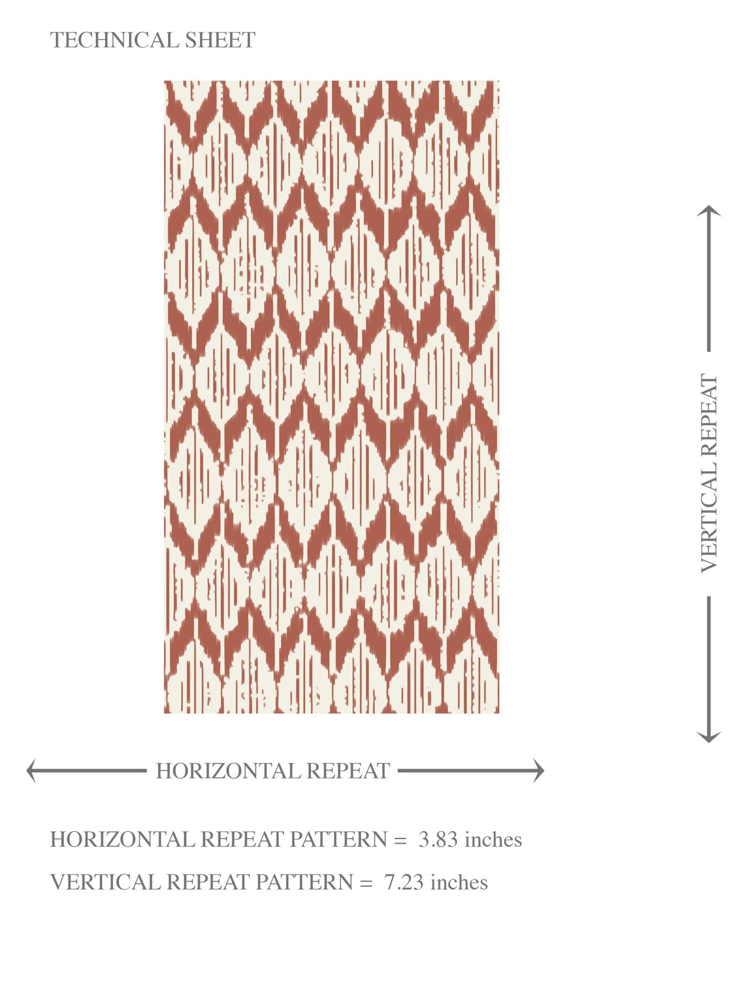 Geometric Ikat Striped Kids Room Wallpaper (Brick Red/ White)