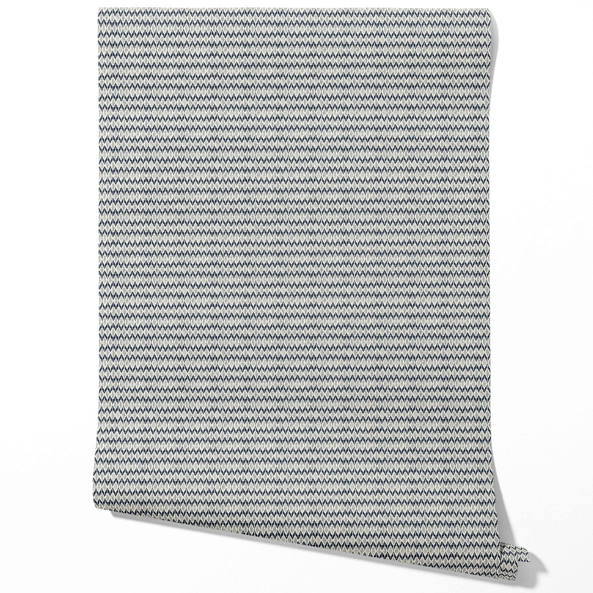 Geometric Ikat Striped Kitchen Wallpaper (Navy Blue/ White)