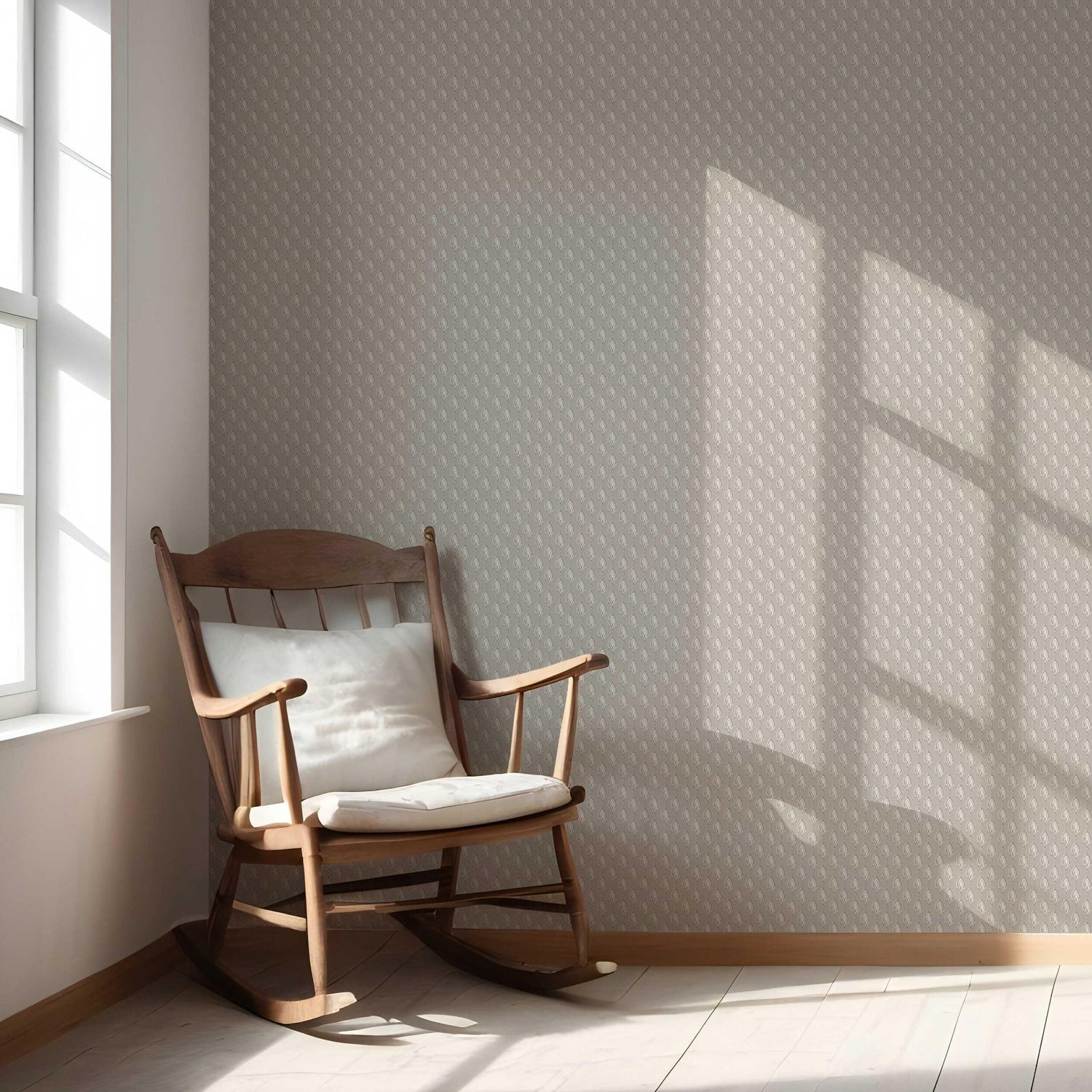Neutral Textured Teardrop/ Paisley Block Print Nursery Wallpaper (Gray/ Greige/ White)