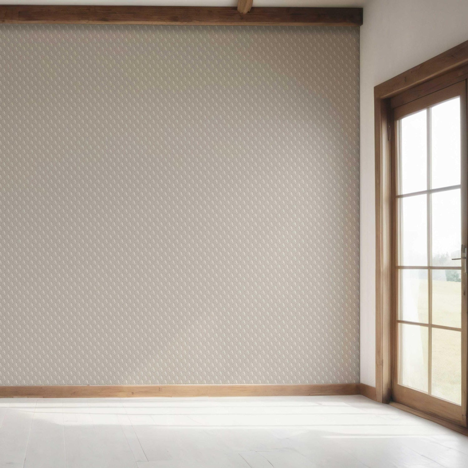 Neutral Textured Teardrop/ Paisley Block Print Bedroom Wallpaper (Gray/ Greige/ White)