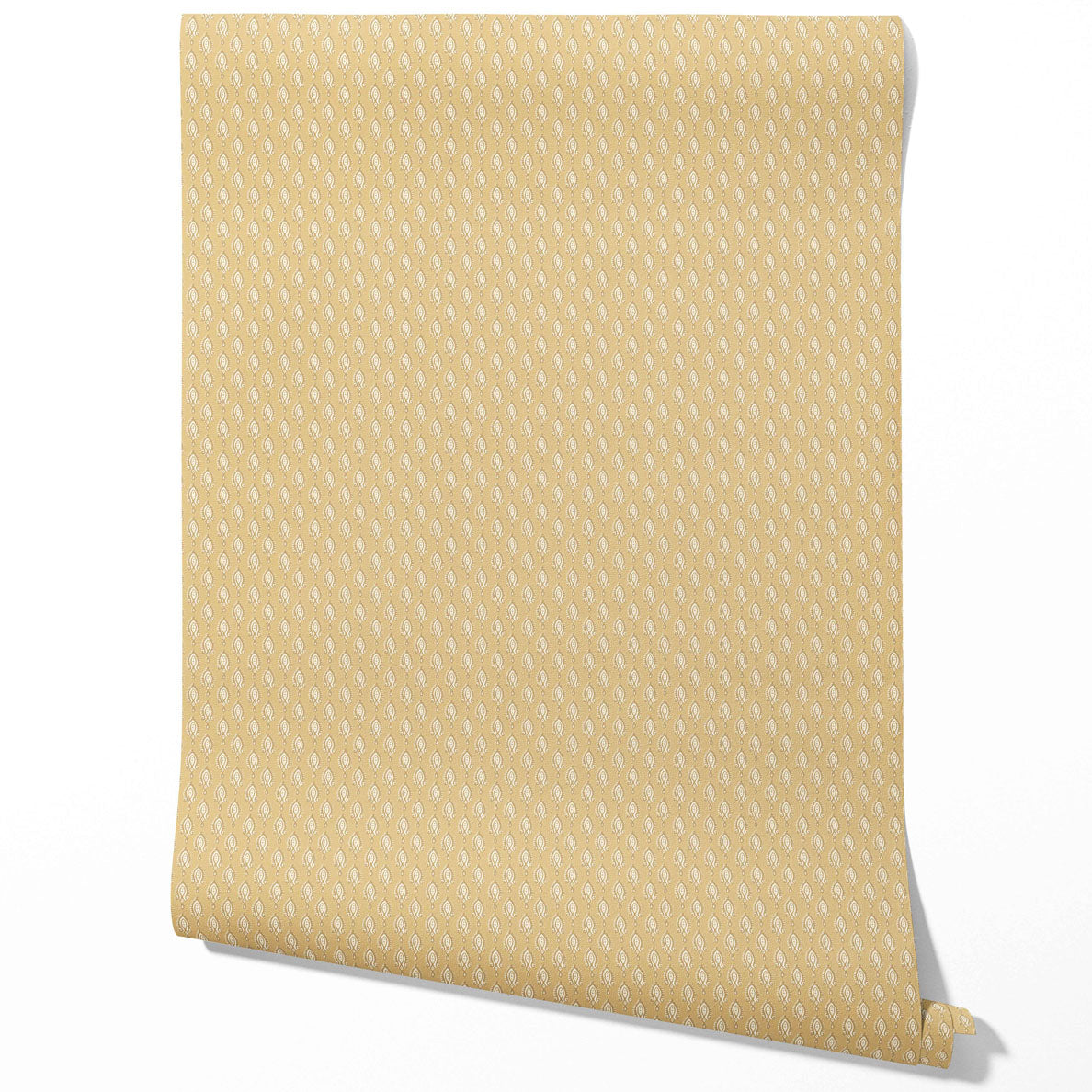 Textured Teardrop/ Paisley Block Print Kitchen Wallpaper (Yellow/ White)