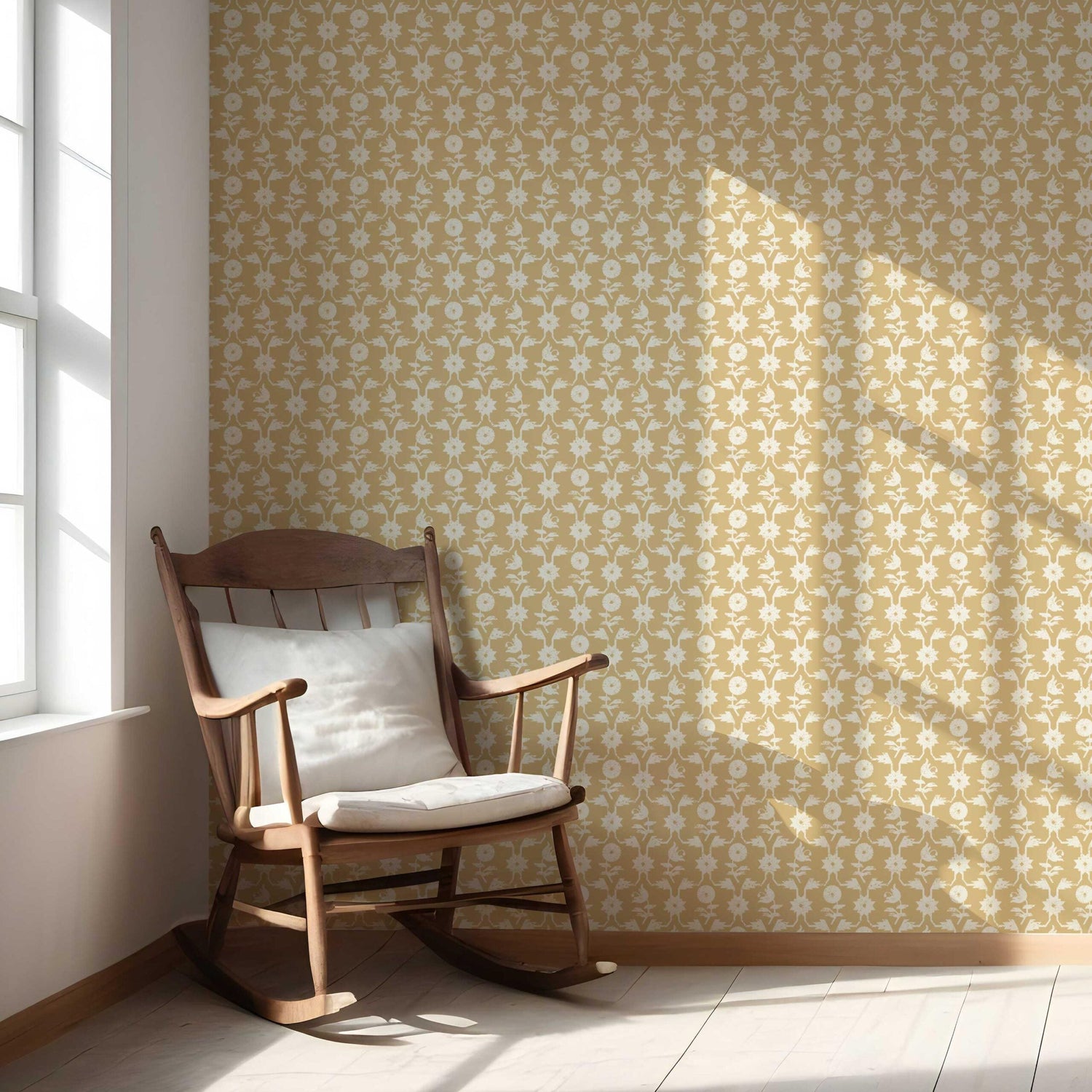 Modern Floral Botanical Nursery Wallpaper (Yellow/ White)