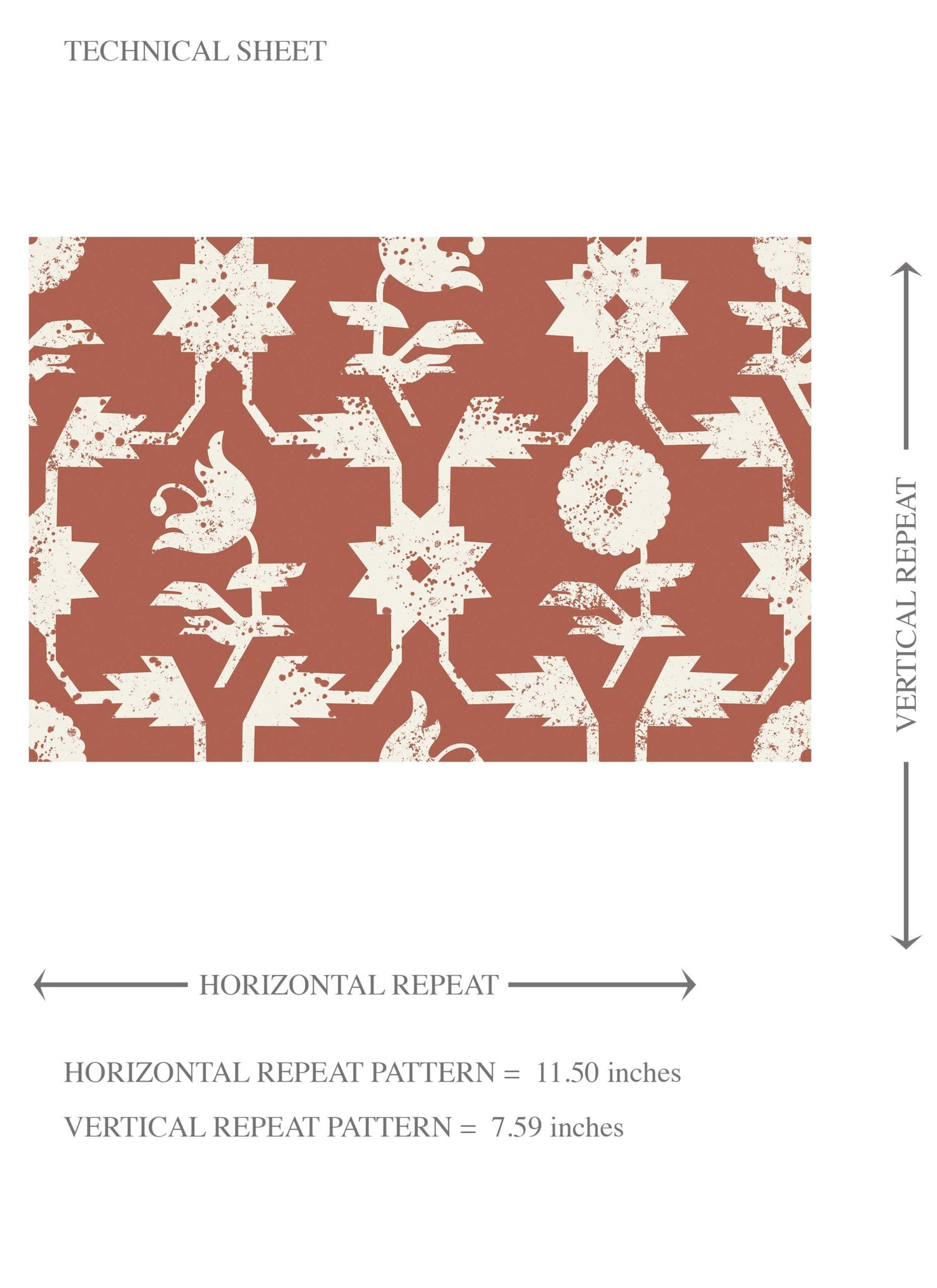 Modern Floral Botanical Kids Room Wallpaper (Terracotta Red/ White)