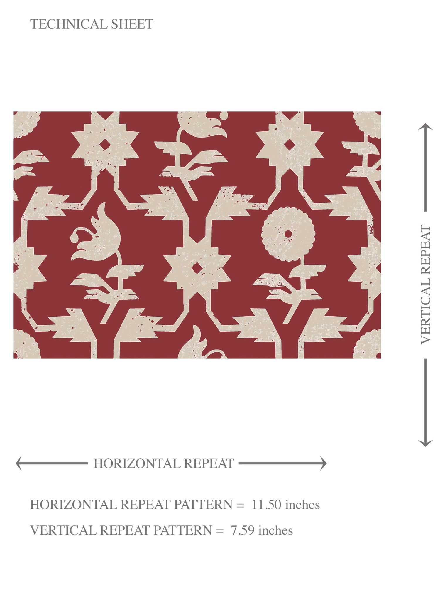 Modern Floral Botanical Kids Room Wallpaper (Deep Red/ Off-White)