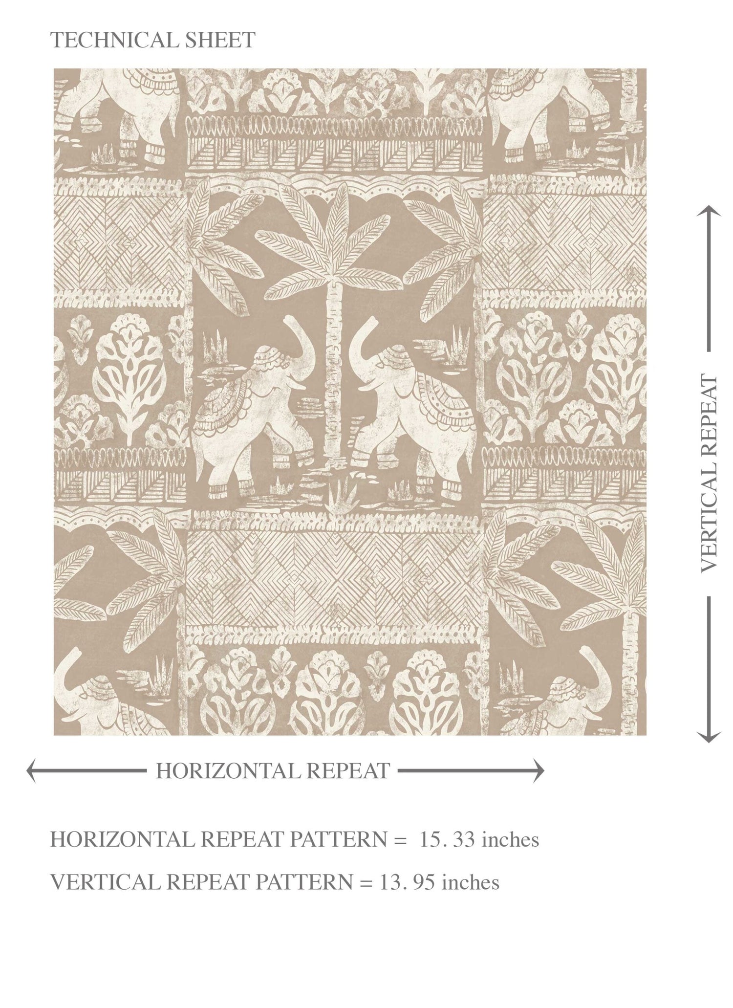 Ethnic/ Heritage Elephants & Animals Print Kids Room Wallpaper (Beige/ Brown/ White)