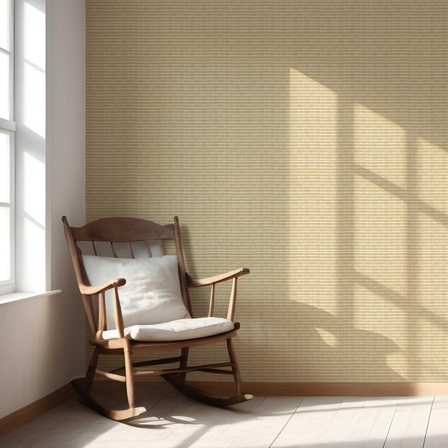 Textured Shibori Effect Striped Nursery Wallpaper (Yellow/ White)