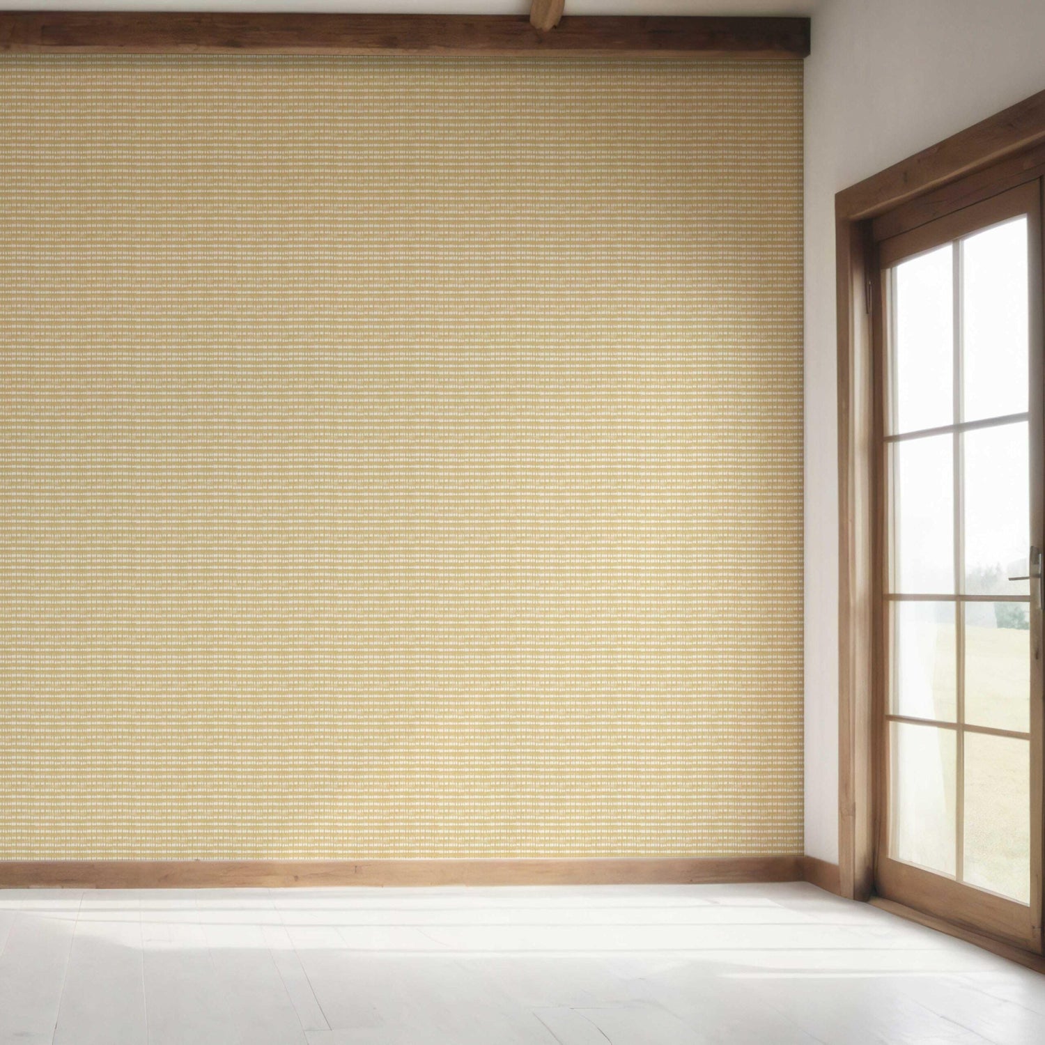 Textured Shibori Effect Striped Bedroom Wallpaper (Yellow/ White)