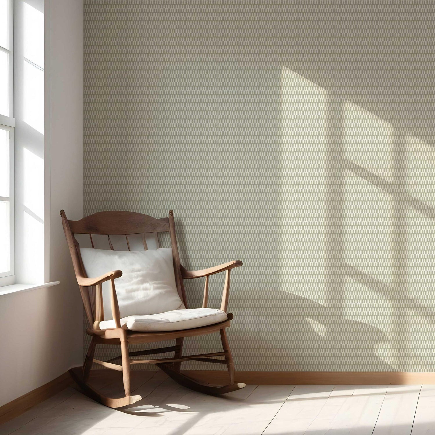 Modern Geometric Micro-Print Nursery Wallpaper (Light Olive Green)