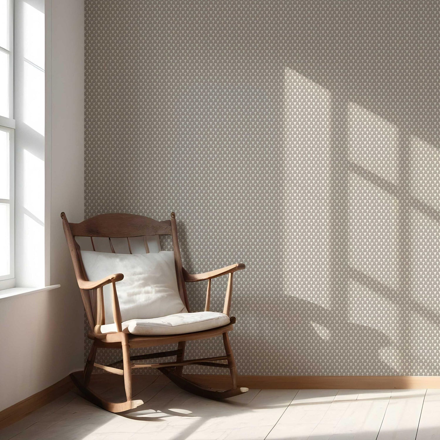 Neutral-Toned/ Small Geometric Print Nursery Wallpaper (Gray/ Greige)