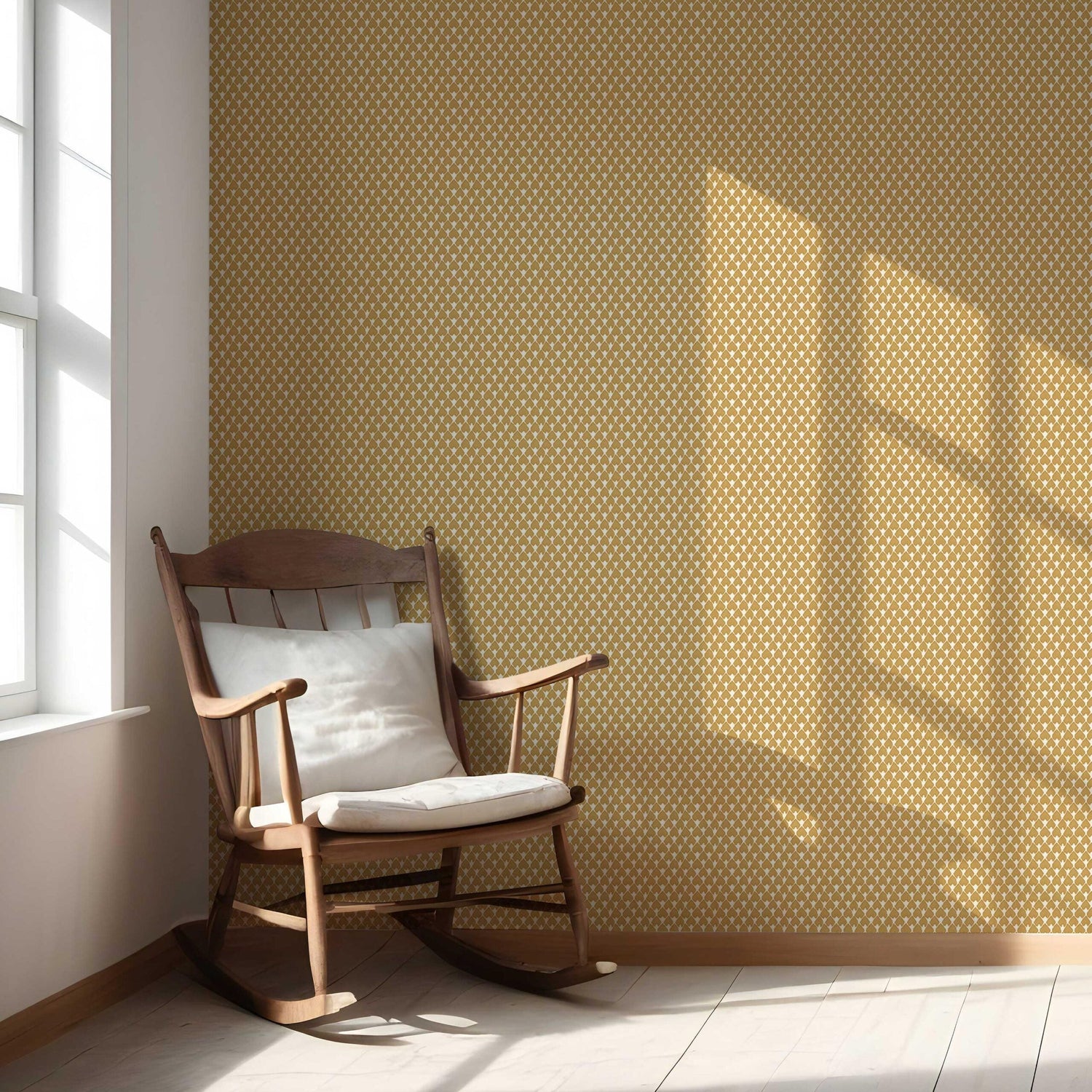 Small-Scale Geometric Print Nursery Wallpaper (Yellow/ White)