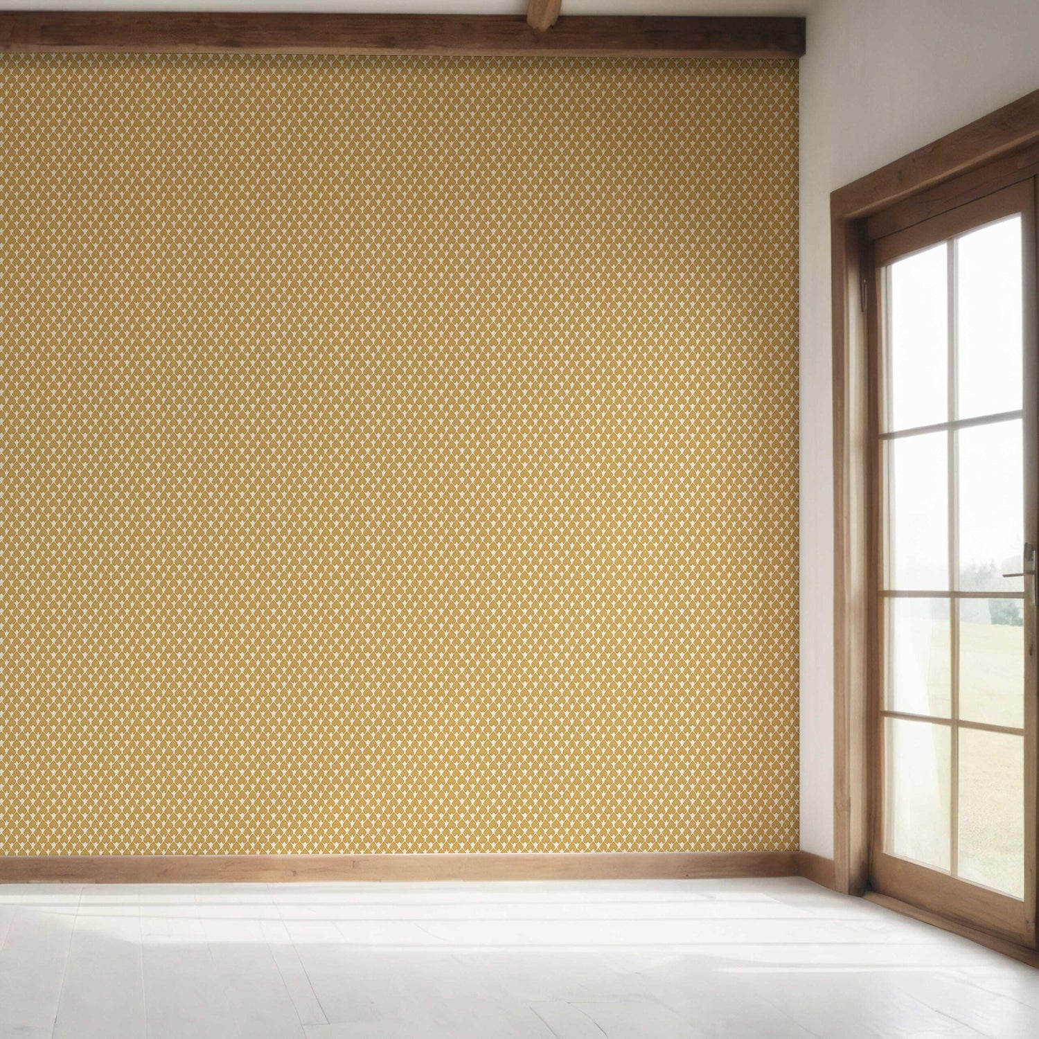 Small-Scale Geometric Print Bedroom Wallpaper (Yellow/ White)