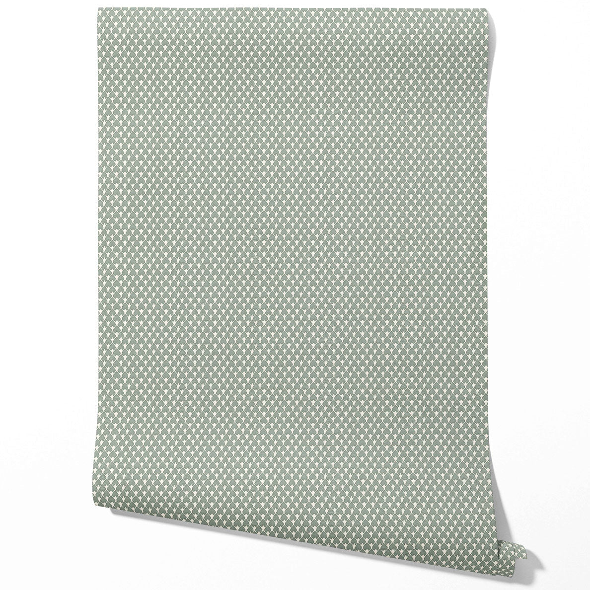 Neutral-Toned Small-Scale Geometric Print Kitchen Wallpaper (Gray-Green/ White)