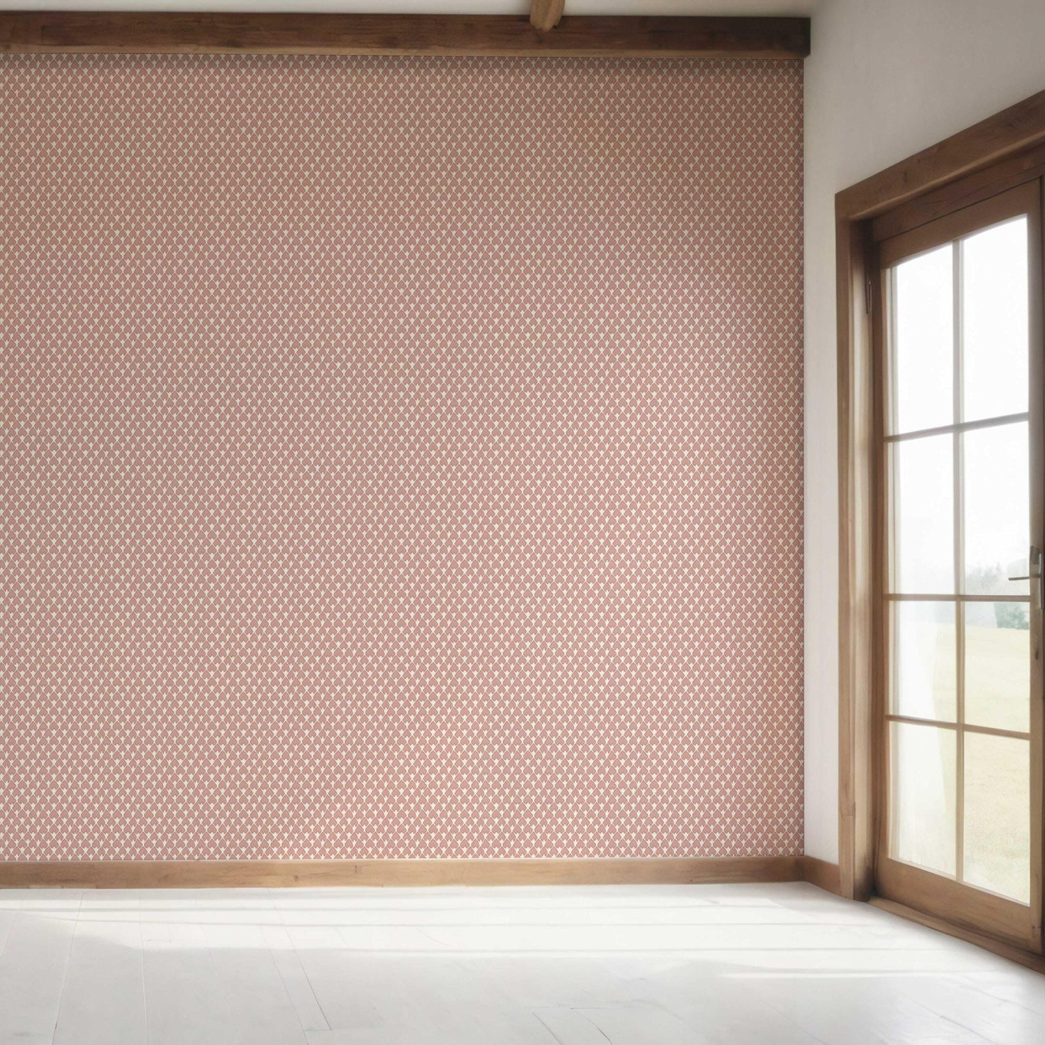 Small-Scale Geometric Print Bedroom Wallpaper (Blush Pink/ White)