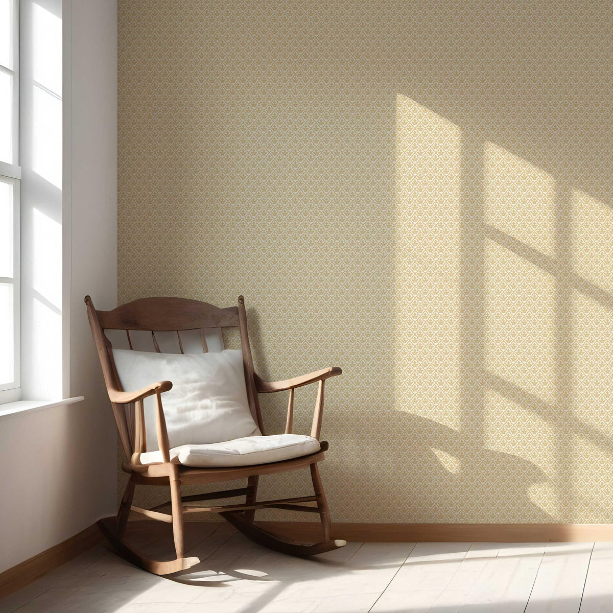 Small-Scale Floral Lattice Nursery Wallpaper (Yellow/ White)