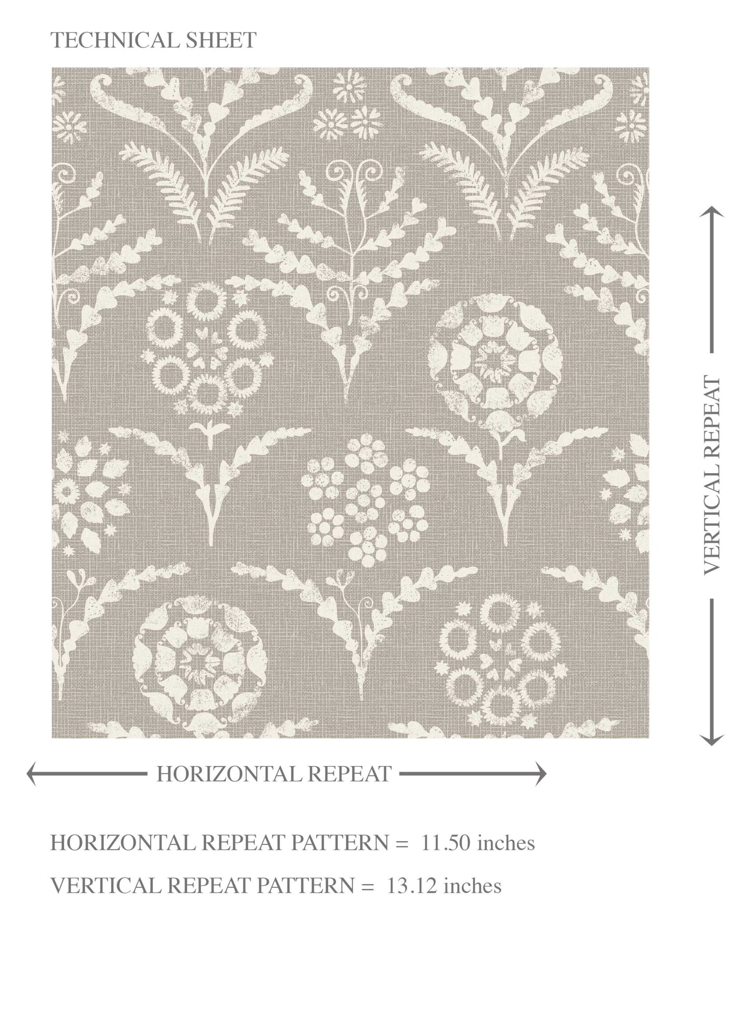 Modern Neural-Toned Floral/ Botanical Kids Room Wallpaper (Warm Gray/ Greige/ White)