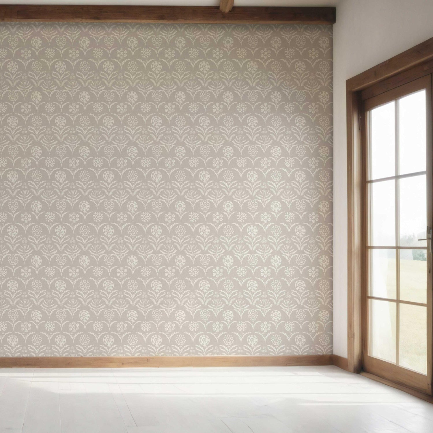 Modern Neural-Toned Floral/ Botanical Bedroom Wallpaper (Gray/ Taupe)