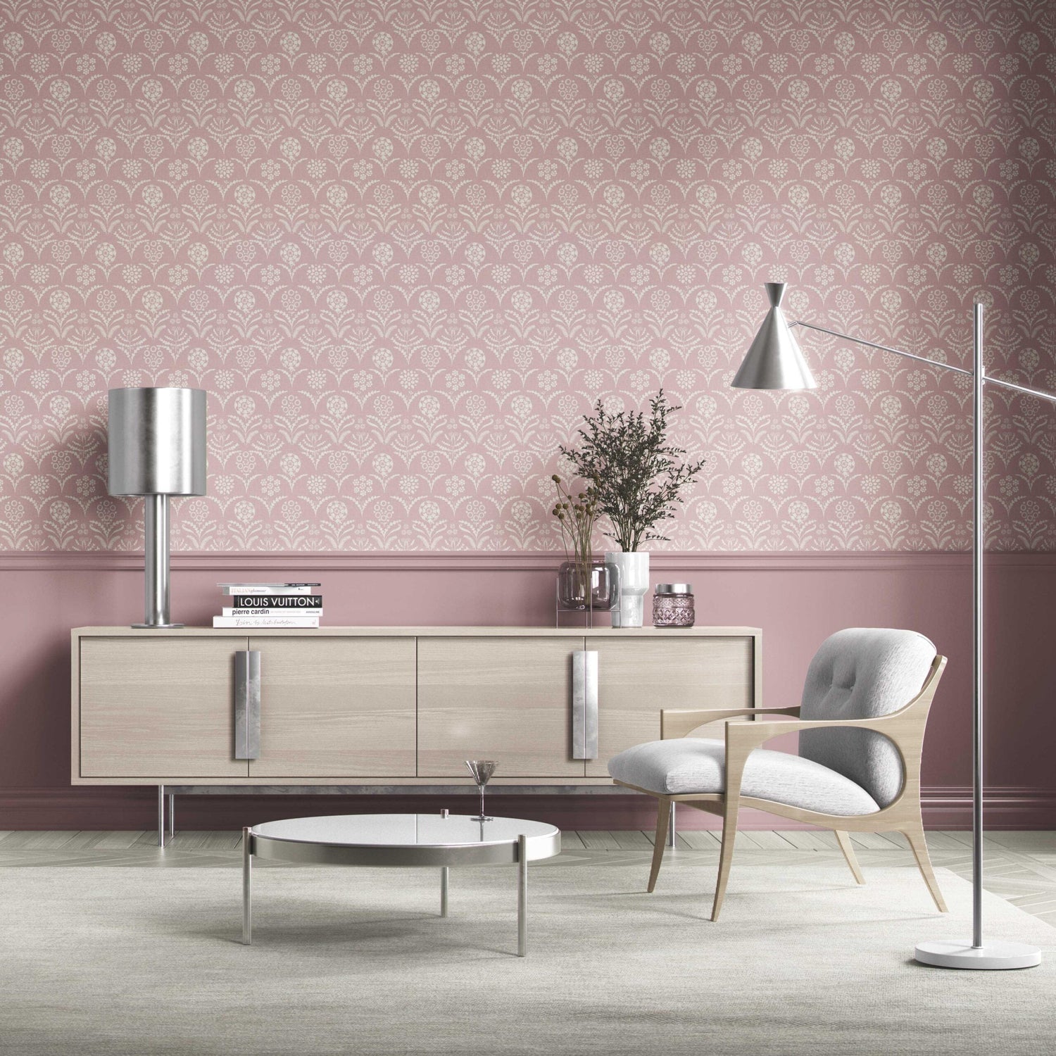 Modern Floral Botanical Nursery Wallpaper (Pink/ White)