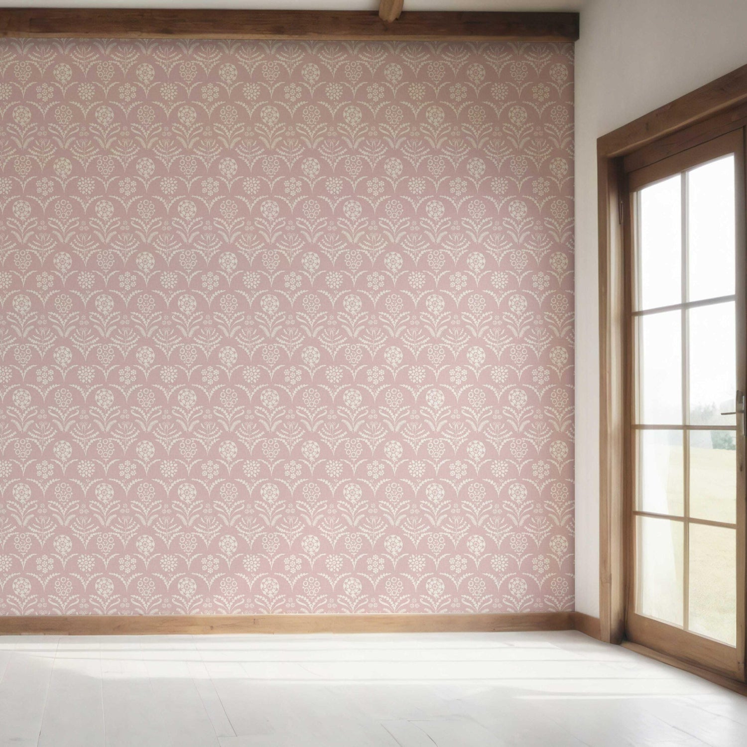 Modern Floral Botanical Bedroom Wallpaper (Pink/ White)