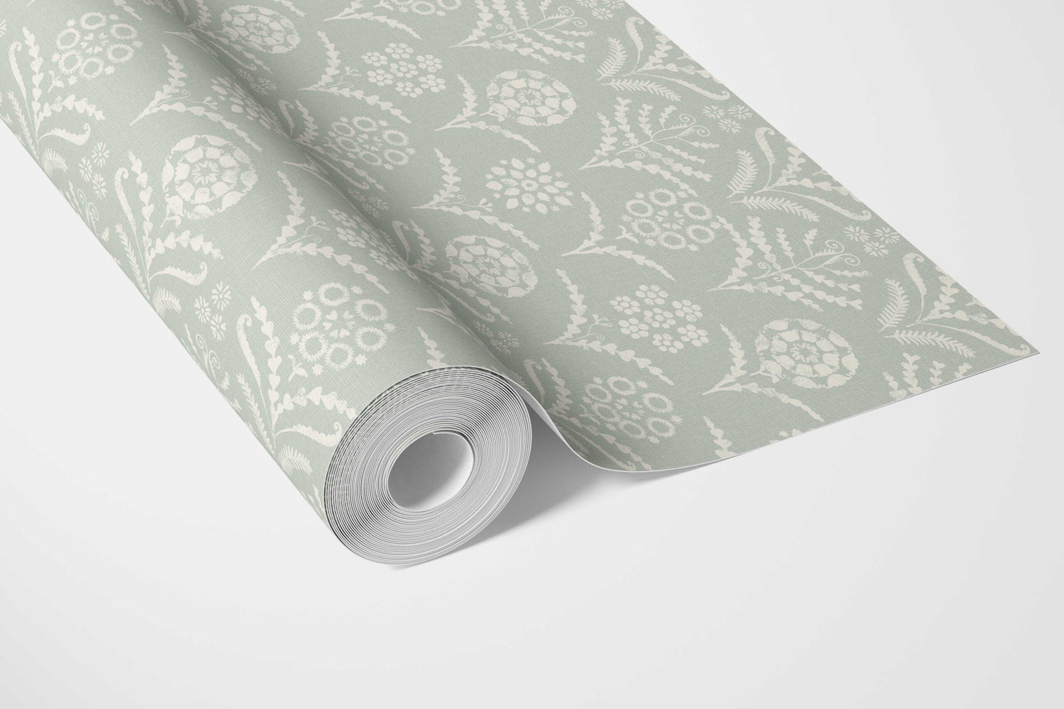 Modern Floral Botanical Bathroom Wallpaper (Pastel Blue)
