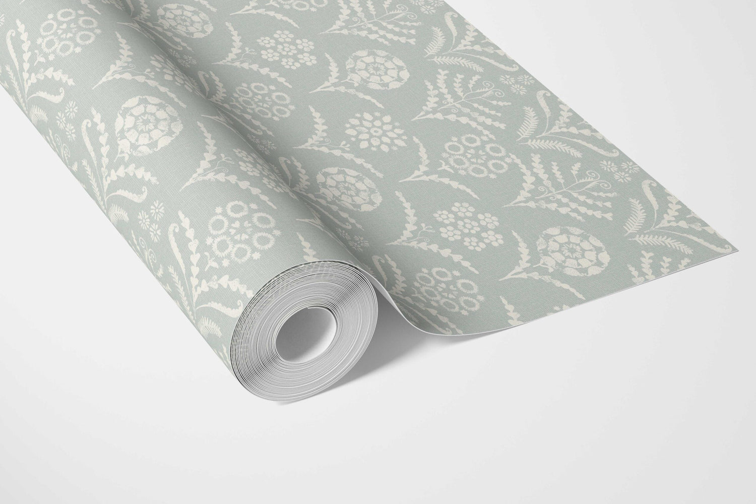 Modern Floral Botanical Bathroom Wallpaper (Duck Egg Blue/ White)