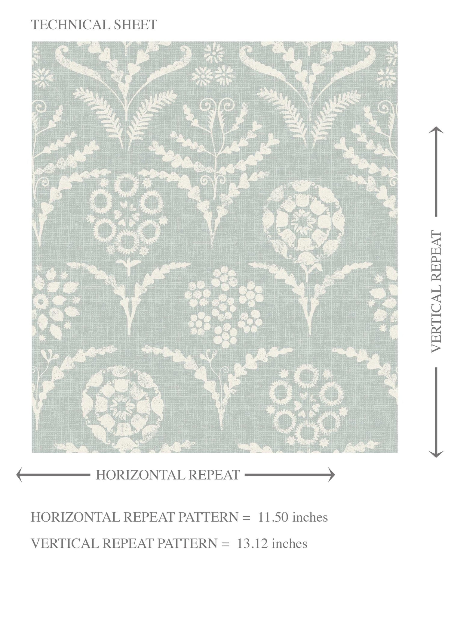 Modern Floral Botanical Kids Room Wallpaper (Duck Egg Blue/ White)